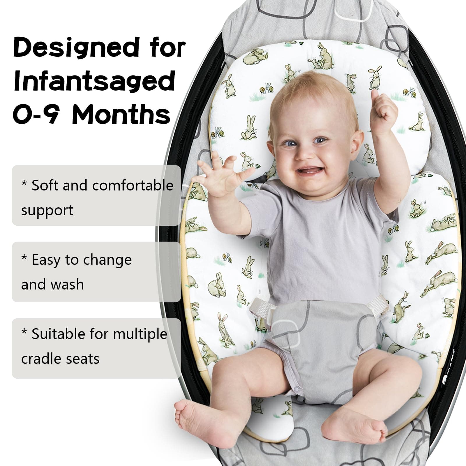 FSINWV Newborn Insert and 3Pcs Replacement Toy Balls for Mamaroo, Breathable Rev - Thumbnail 6