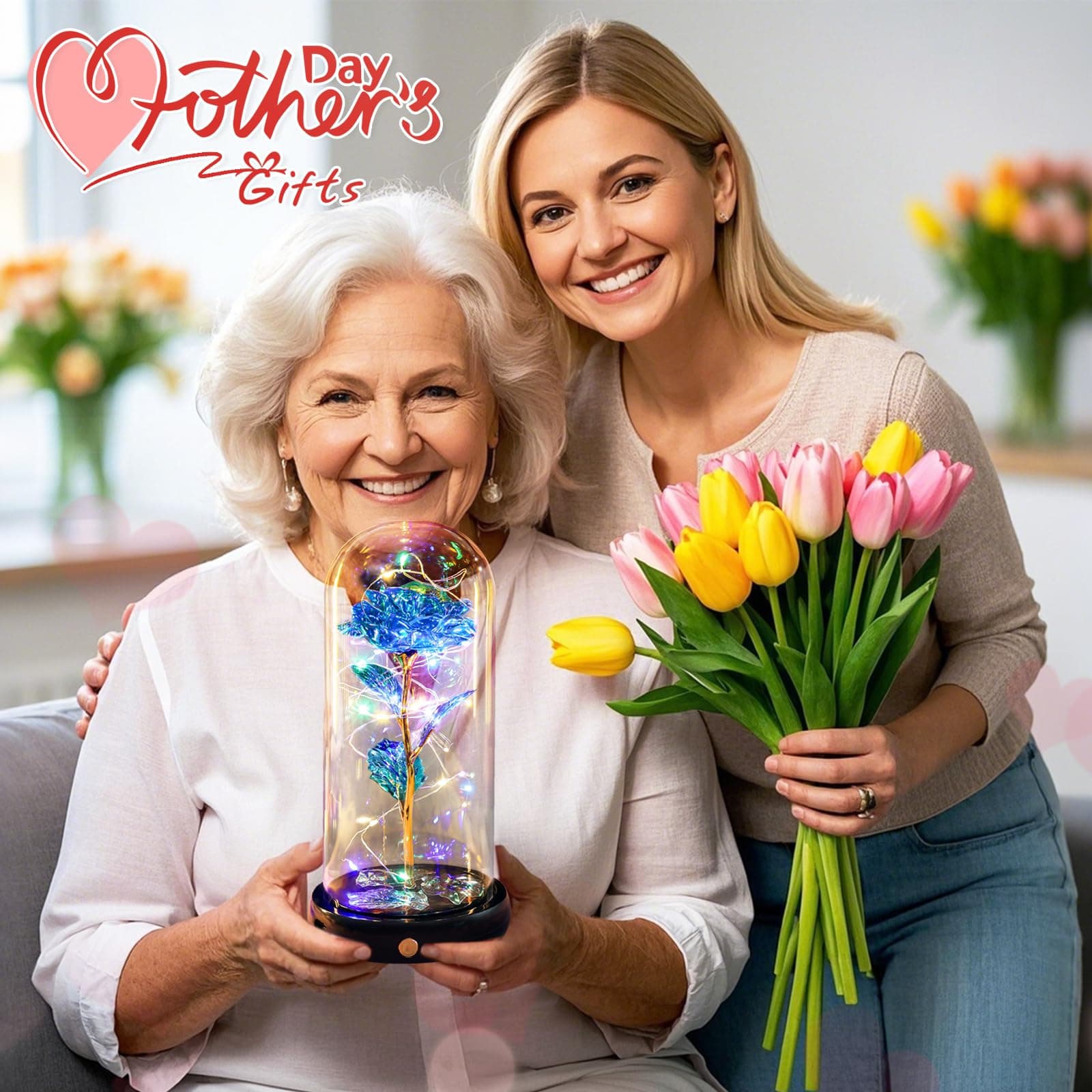 Valentines Day Rose Gifts for Her Women Birthday Gift Rechargeable Galaxy Glass - Thumbnail 4