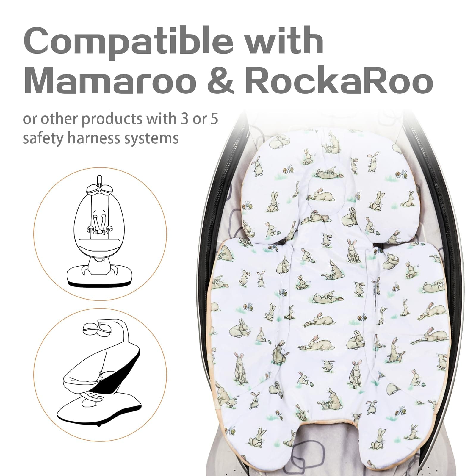 FSINWV Newborn Insert and 3Pcs Replacement Toy Balls for Mamaroo, Breathable Rev - Thumbnail 7