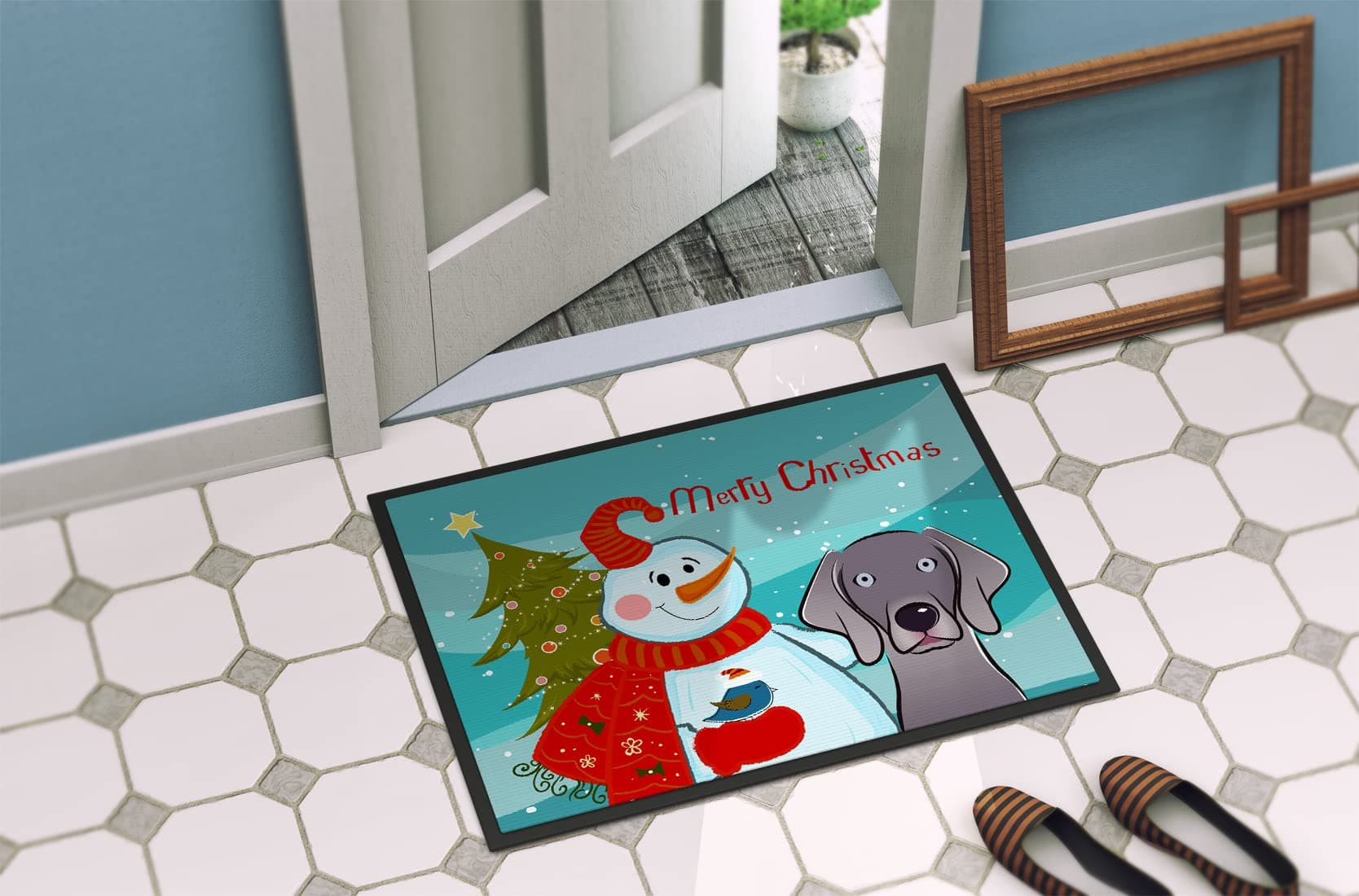 Caroline's Treasures BB1851MAT Snowman with Weimaraner Doormat 18x27 Front Door - Thumbnail 4
