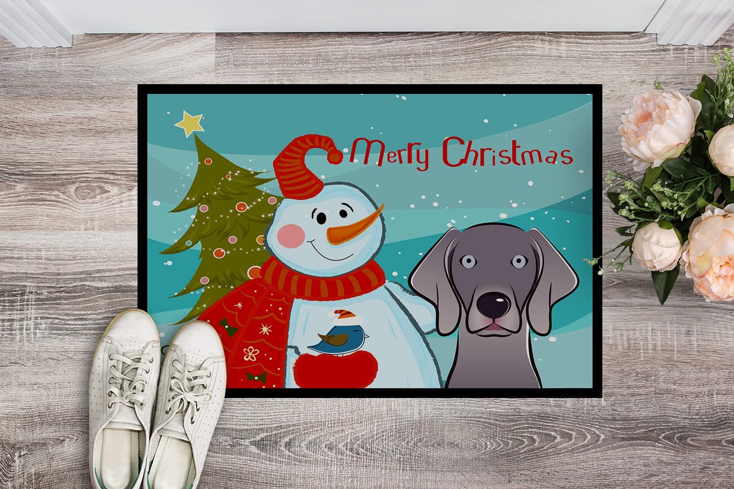 Caroline's Treasures BB1851MAT Snowman with Weimaraner Doormat 18x27 Front Door - Thumbnail 2