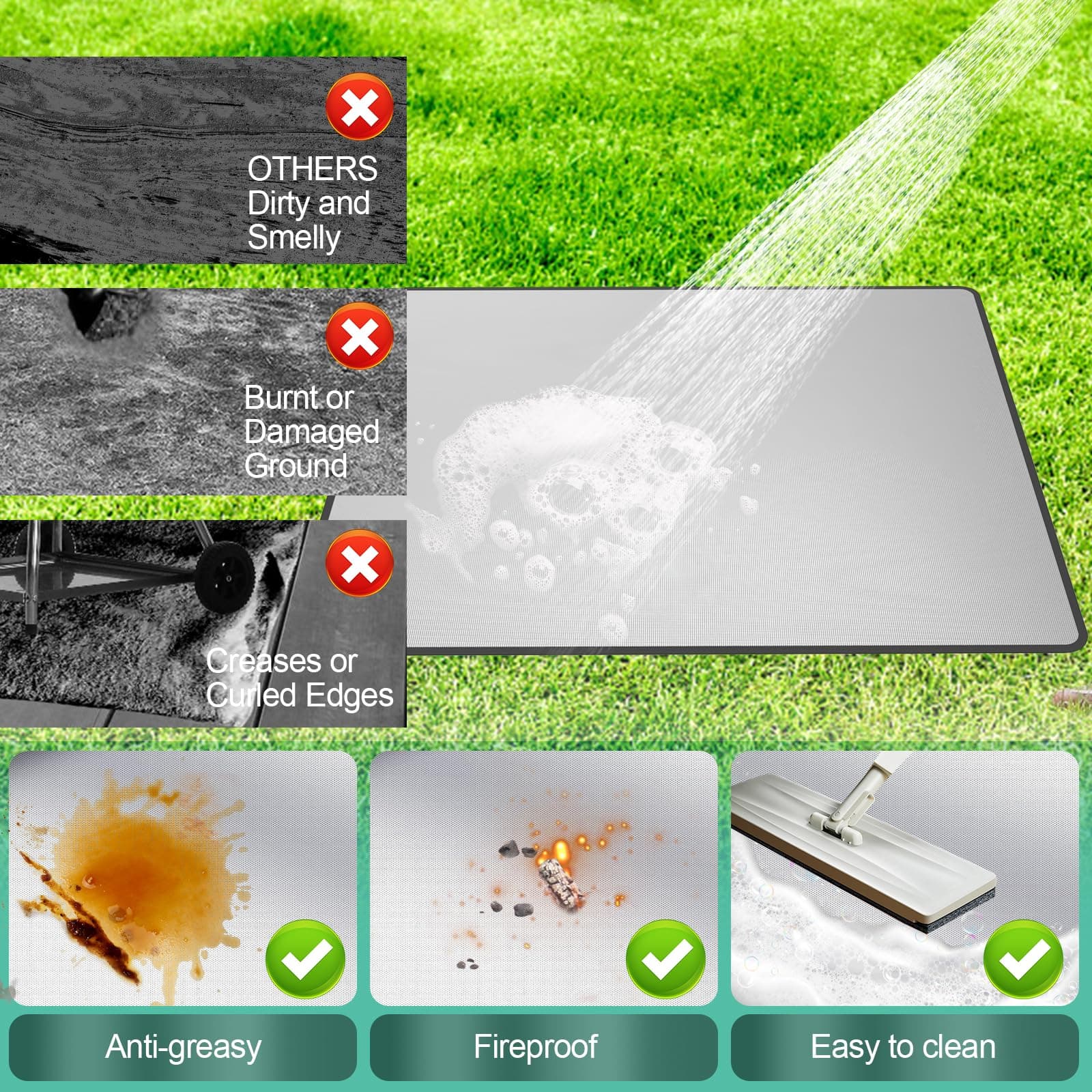 UBeesize 48x40 Grill Mats for Outdoor Grill, Under Grill Mat with 4-Layer Heat-R - Thumbnail 5