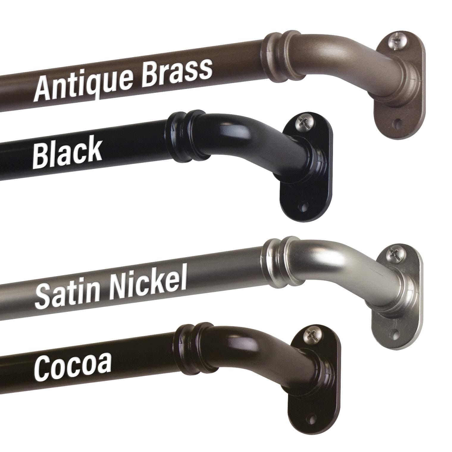 Rod Desyne 5/8" Blackout Curtain Rod 28-48 inch - Antique Brass - Thumbnail 5