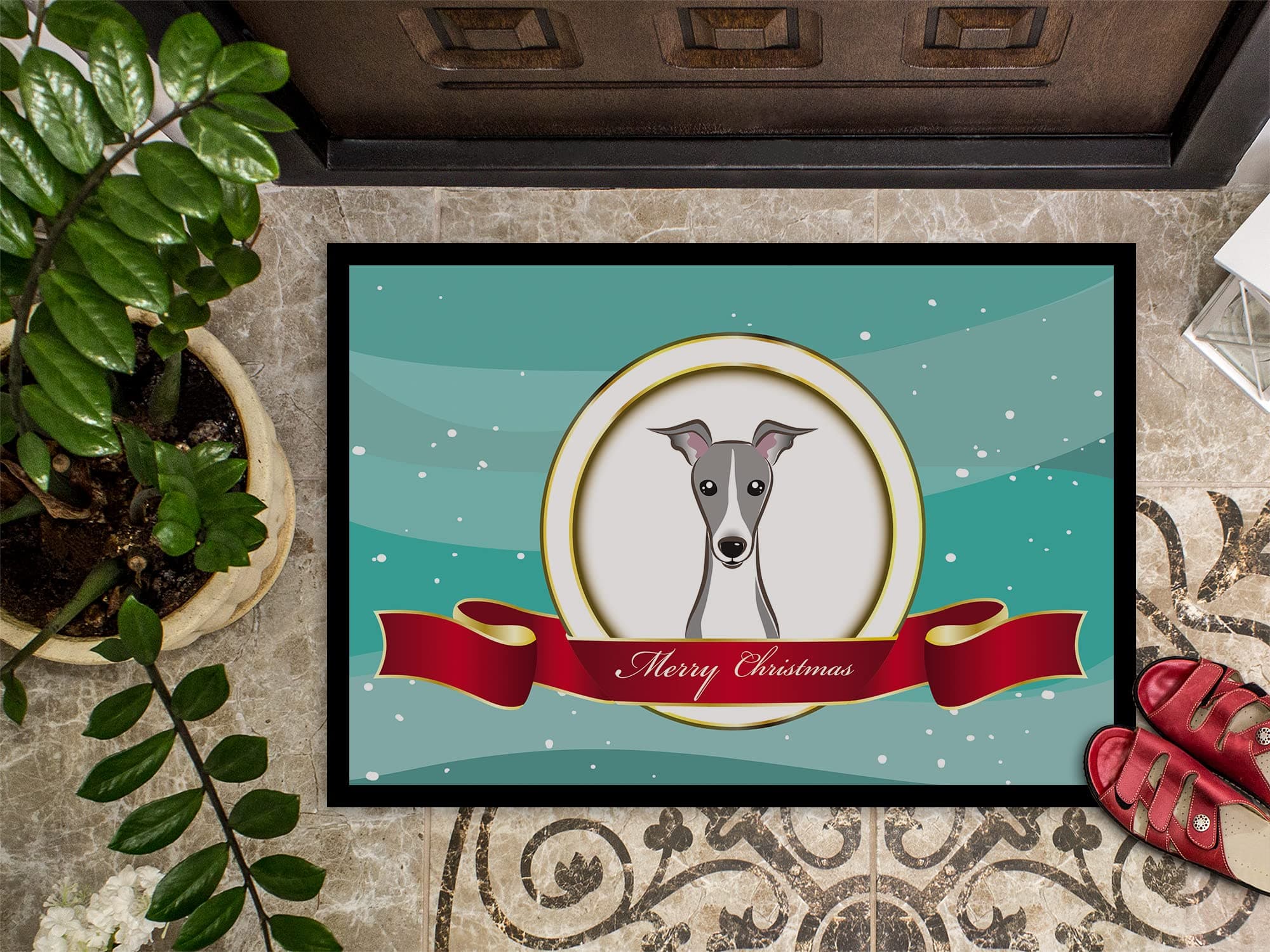 Caroline's Treasures BB1546MAT Italian Greyhound Merry Christmas Doormat 18x27 F - Thumbnail 3