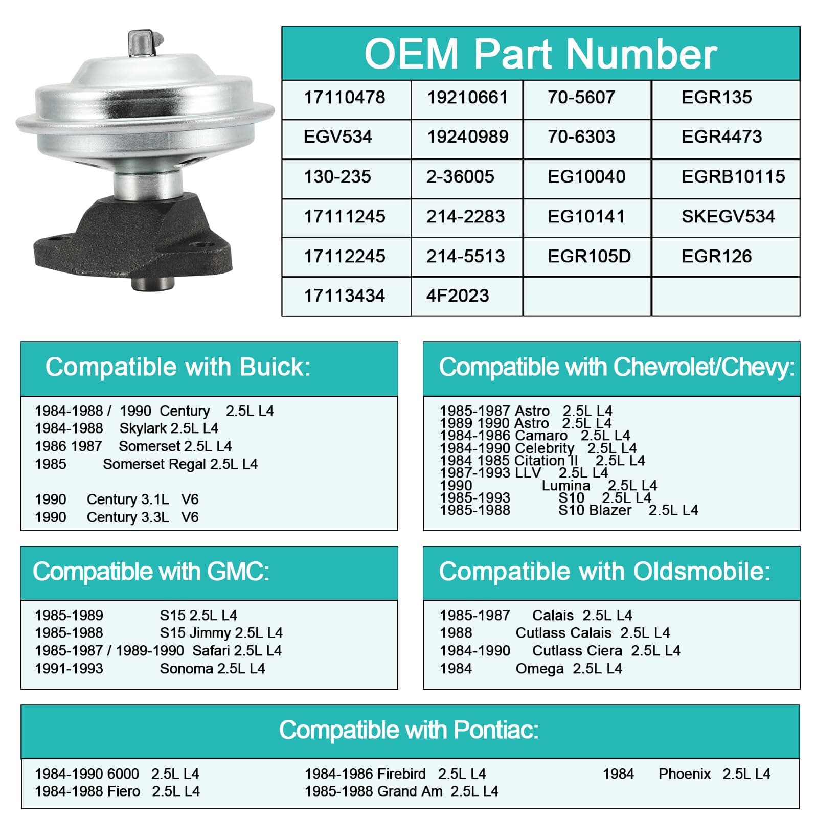 AULINK EGV534 EGR Valve (2.5L L4) For Buick Century Skylark Century Somerset Reg - Thumbnail 5