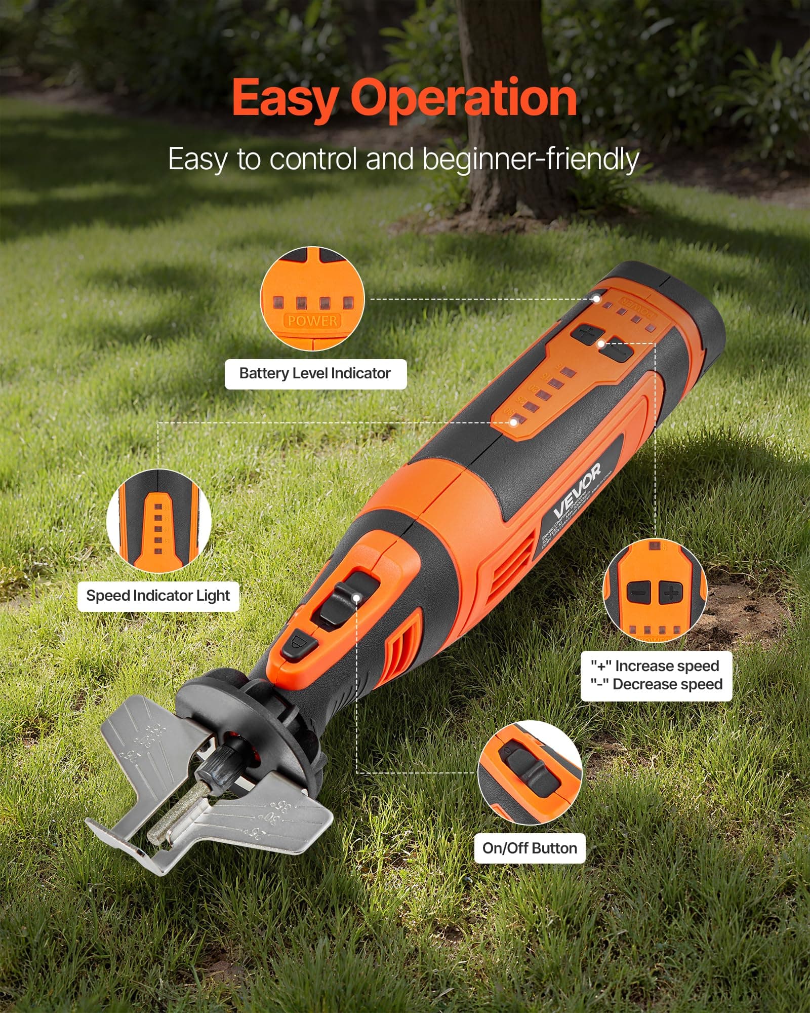 VEVOR Cordless Chainsaw Sharpener, 5-Speed Adjustable Electric Saw Chain Sharpen - Thumbnail 6