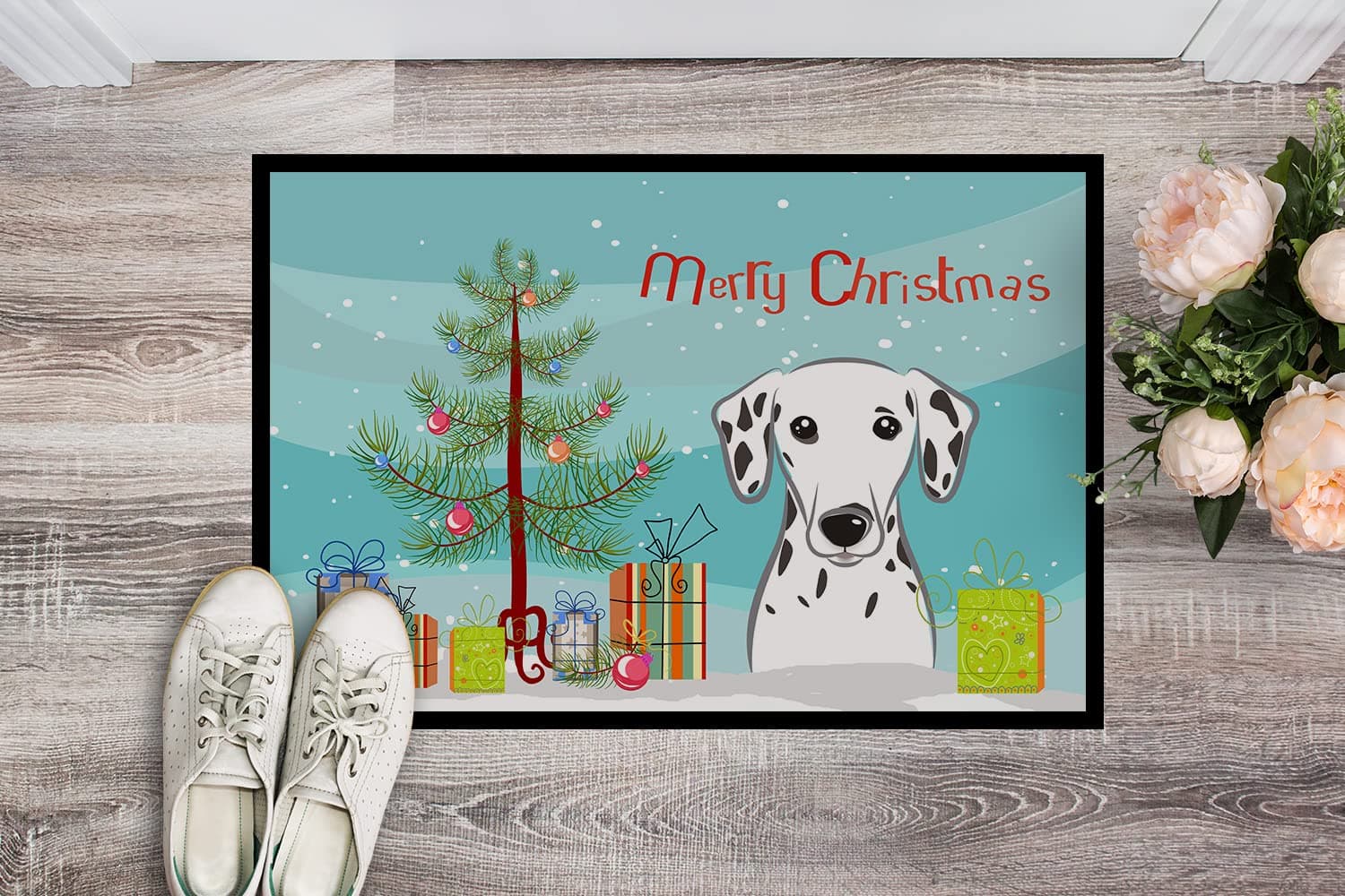 Caroline's Treasures BB1582MAT Christmas Tree and Dalmatian Doormat 18x27 Front - Thumbnail 3