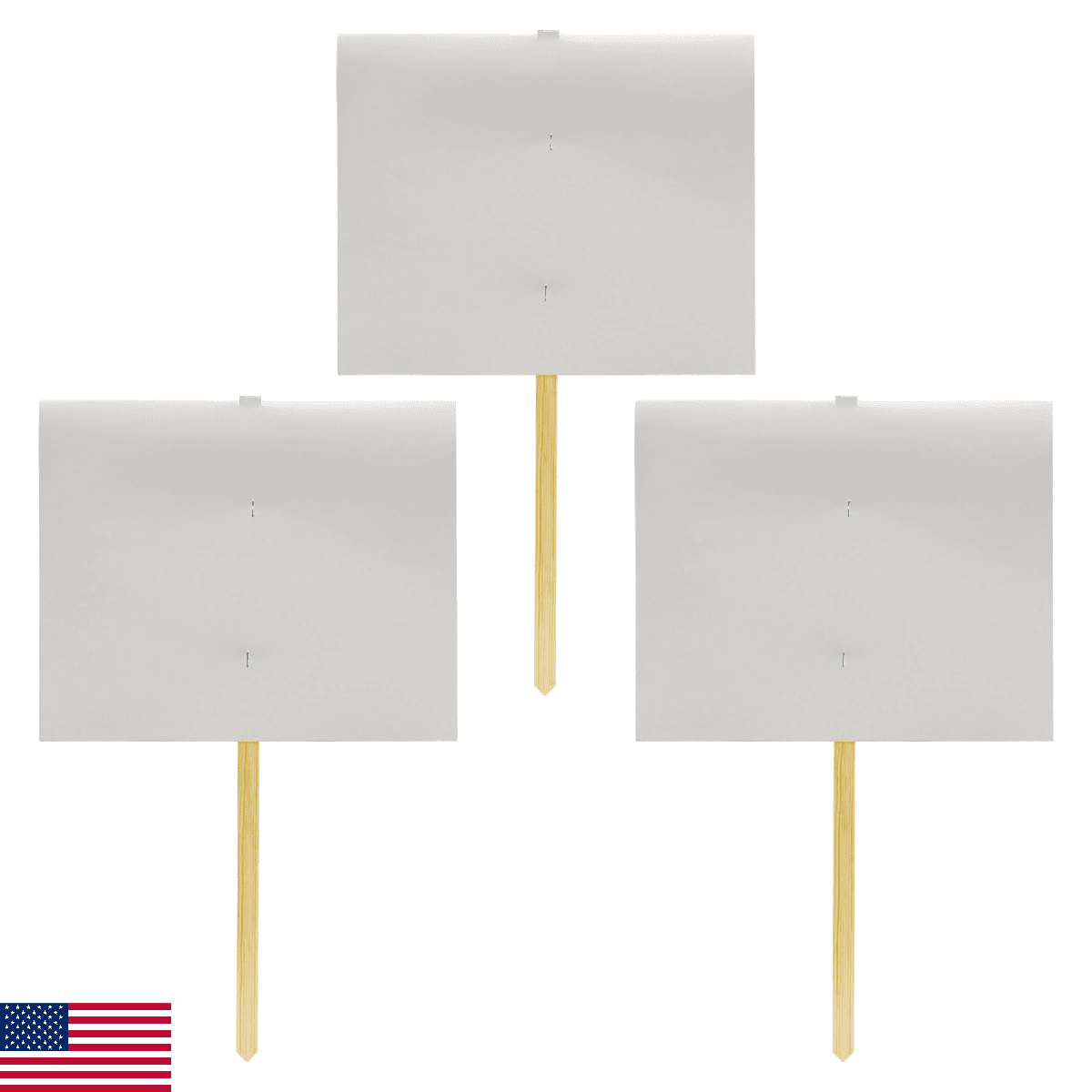 Beistle Blank Yard Signs – 3 Pack, Double-Sided White Signs on 24-Inch Pine Stak - Image 1