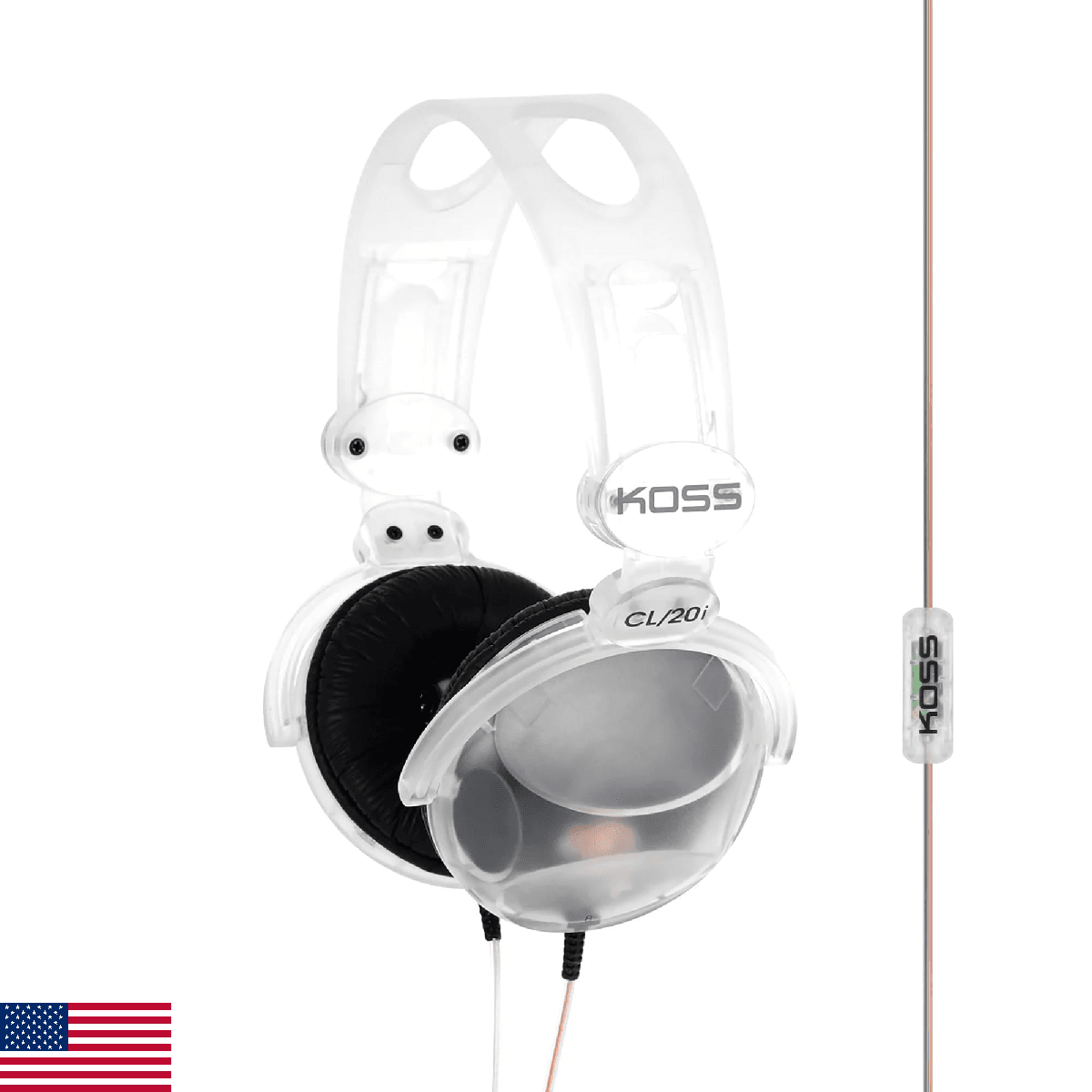 Koss CL20i Clear Transparent On-Ear Headphones, in-Line Microphone and Remote, R - Image 1