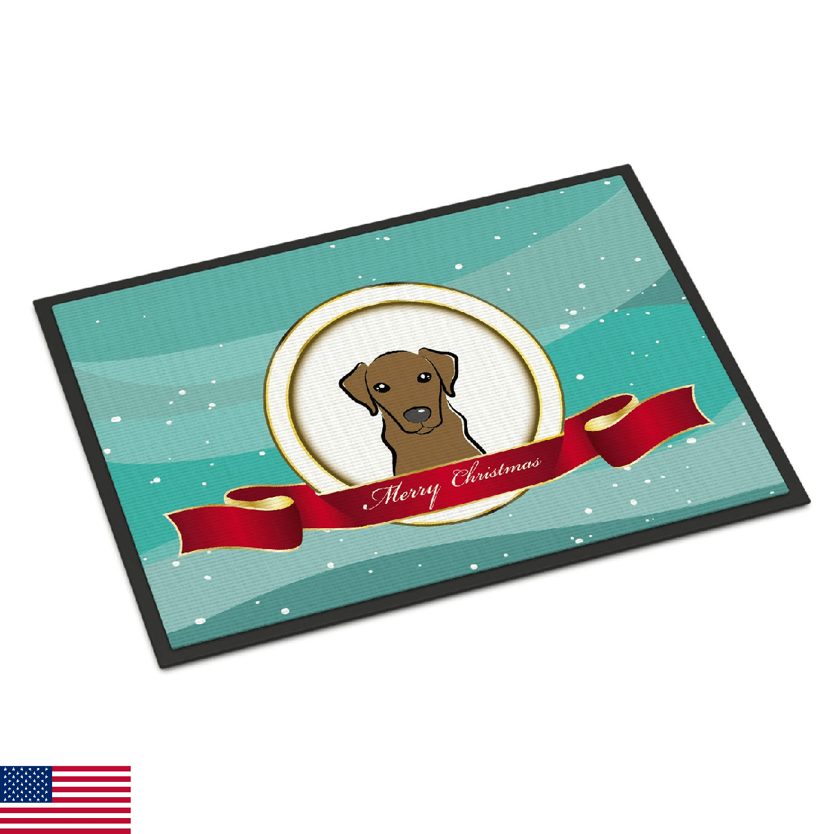 Caroline's Treasures BB1544MAT Chocolate Labrador Merry Christmas Doormat 18x27 - Image 1