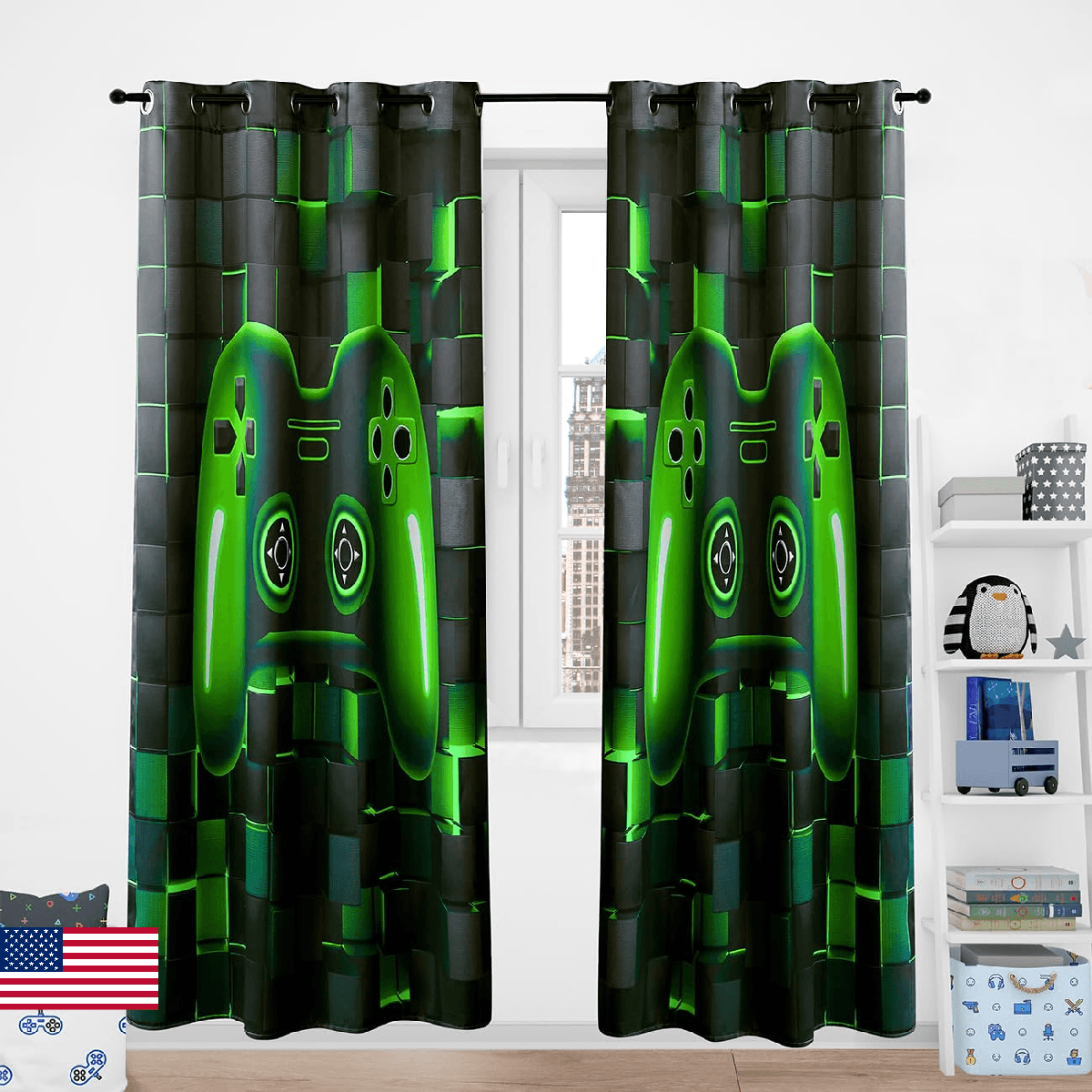 PERFEMET Game Blackout Bedroom Curtains Colorful Video Gamer Boys Curtain Panels - Image 1