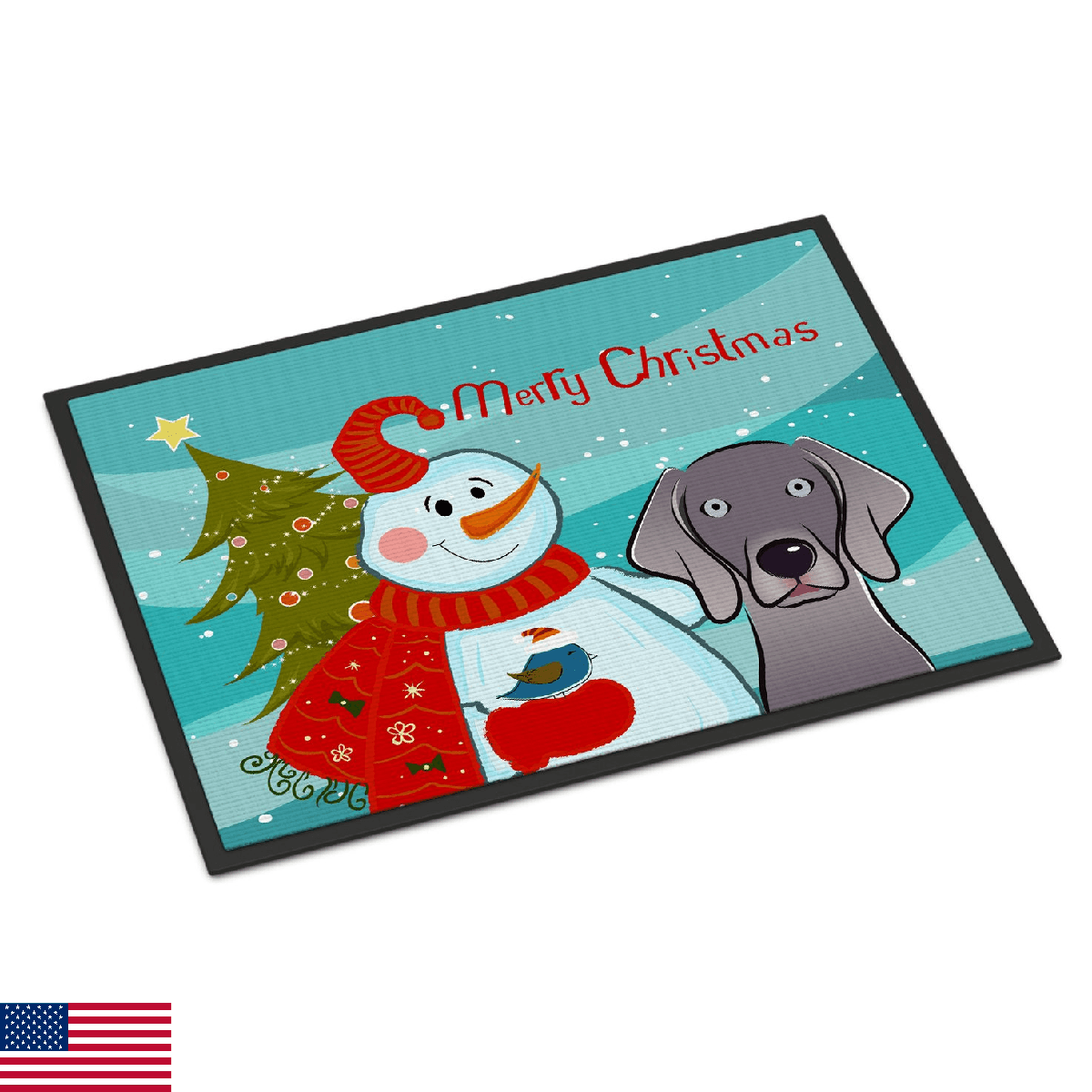 Caroline's Treasures BB1851MAT Snowman with Weimaraner Doormat 18x27 Front Door - Image 1