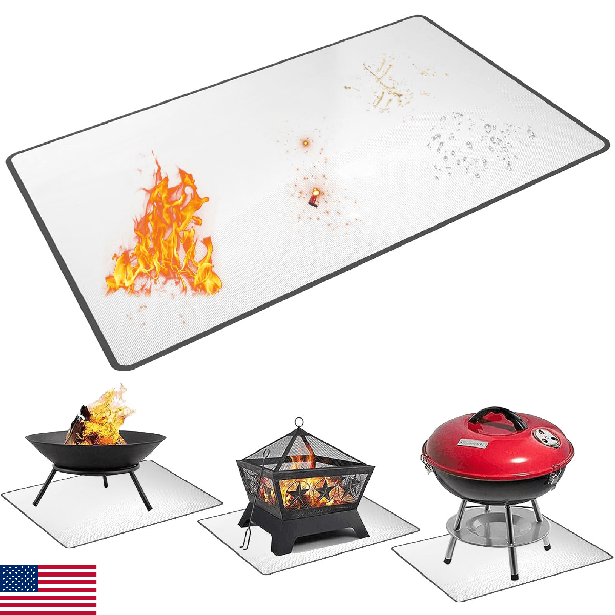 UBeesize 48x40 Grill Mats for Outdoor Grill, Under Grill Mat with 4-Layer Heat-R - Image 1