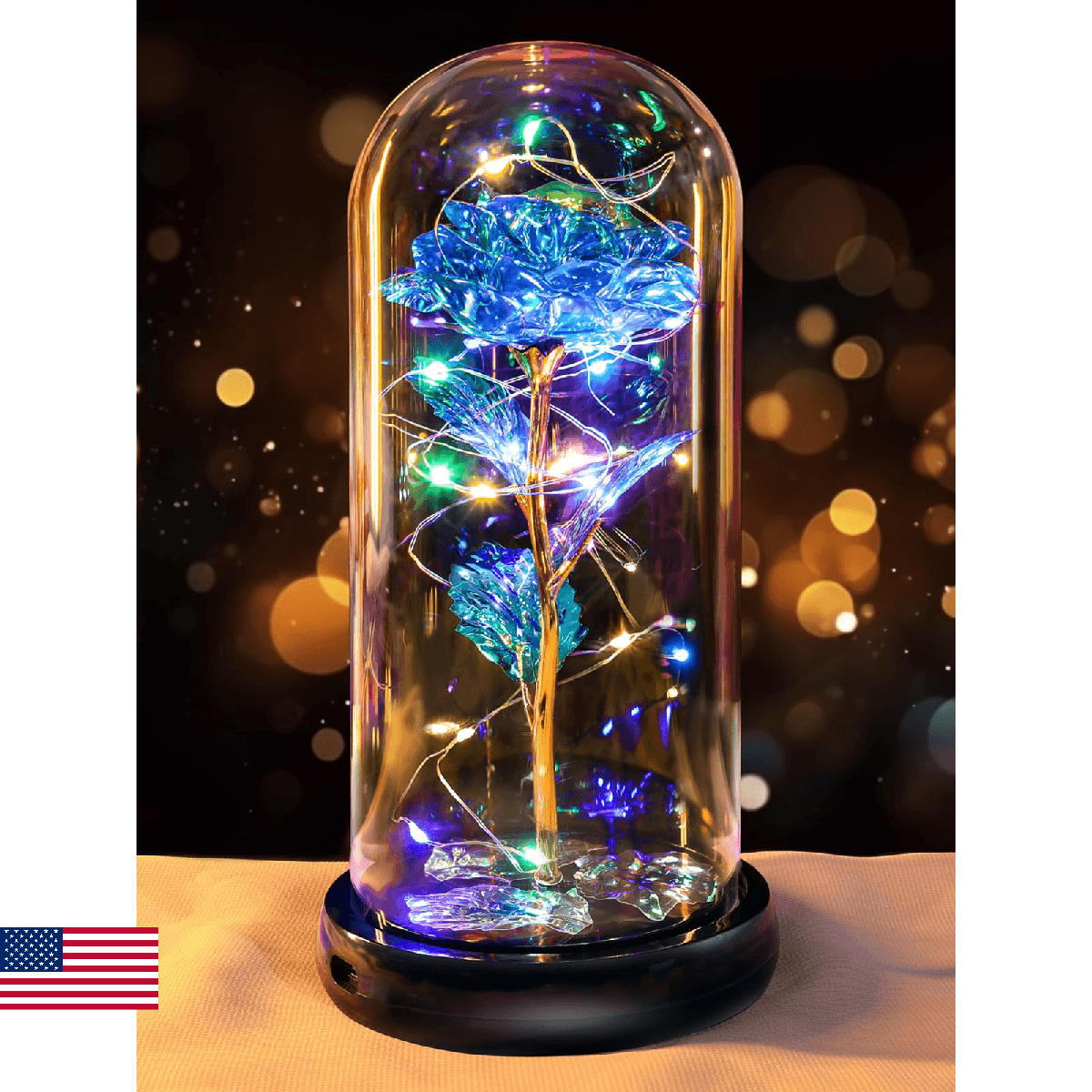 Valentines Day Rose Gifts for Her Women Birthday Gift Rechargeable Galaxy Glass - Image 1