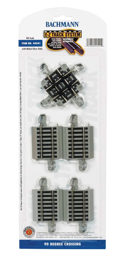Bachmann Trains - Snap-Fit E-Z TRACK 90 DEGREE CROSSING (1/card) - NICKEL SILVER - Thumbnail 2