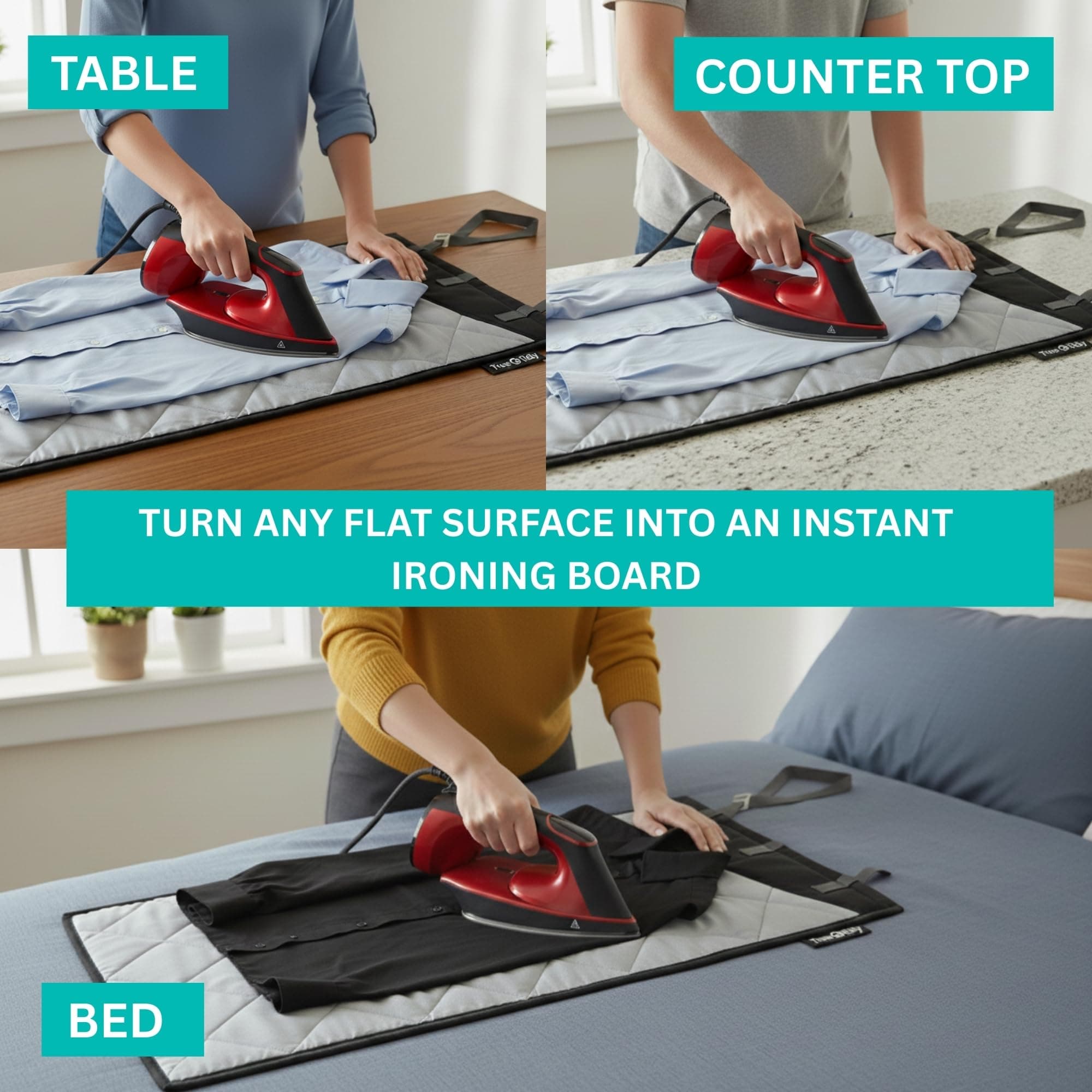 True & Tidy XL Over The Door Protective Clothes Steamer Pad, Ironing and Press P - Thumbnail 4