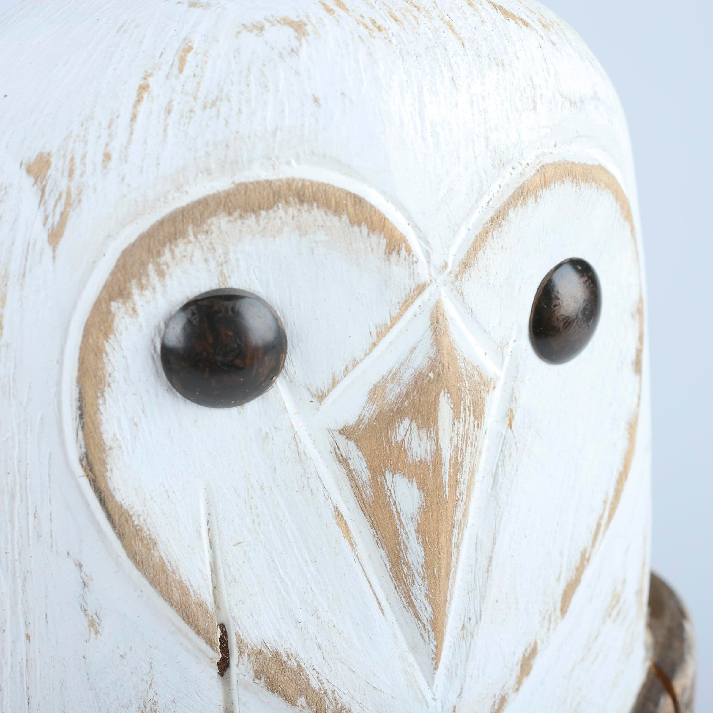 Primitives by Kathy Barn Owl Wood Sculpture Haunted White Collection Painted Acc - Thumbnail 4