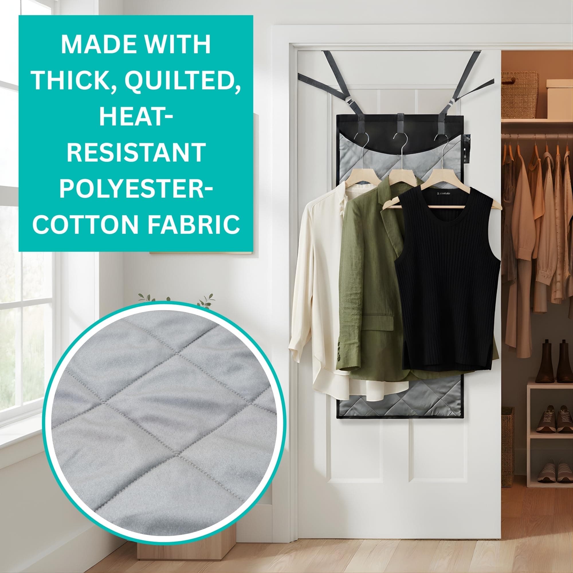 True & Tidy XL Over The Door Protective Clothes Steamer Pad, Ironing and Press P - Thumbnail 6