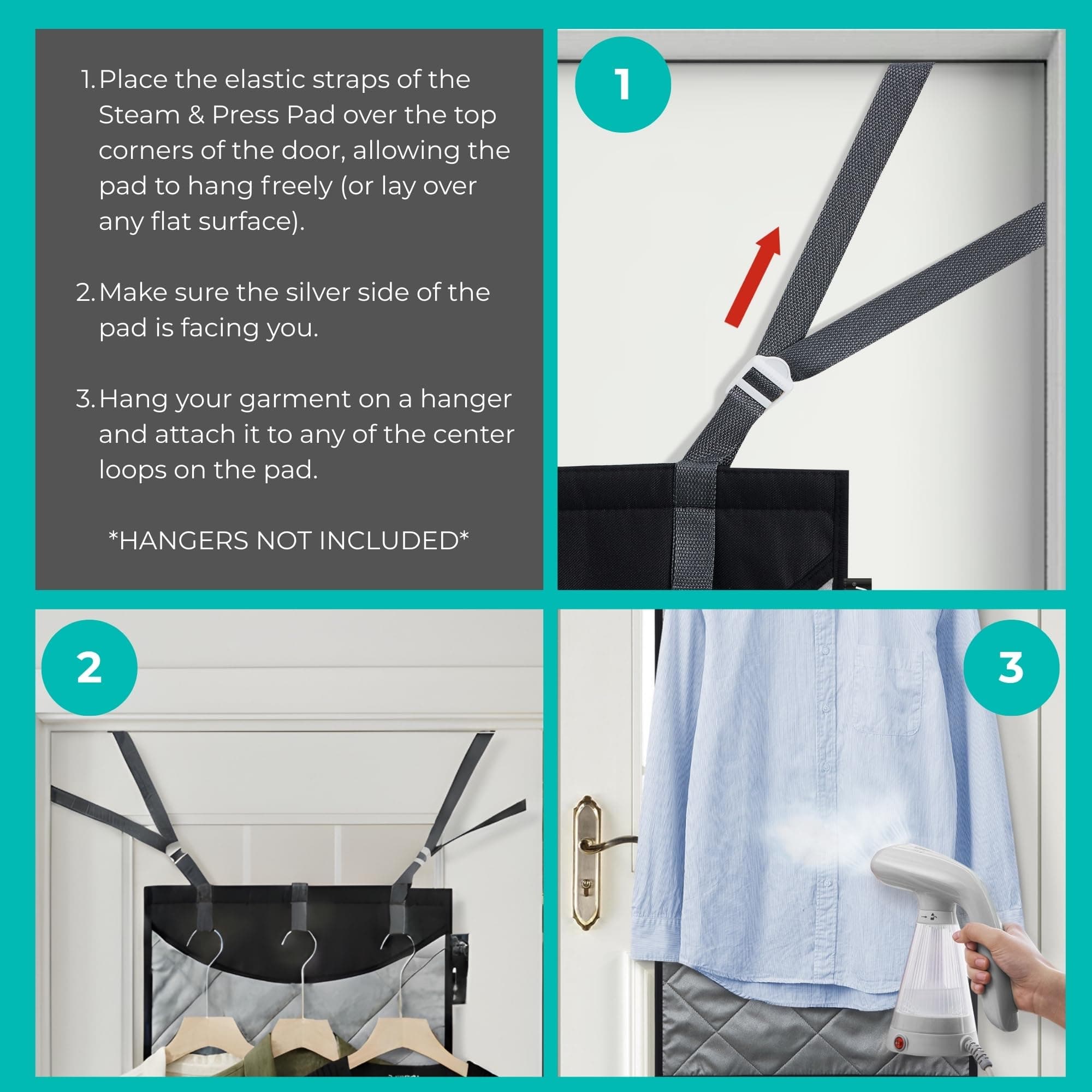True & Tidy XL Over The Door Protective Clothes Steamer Pad, Ironing and Press P - Thumbnail 3
