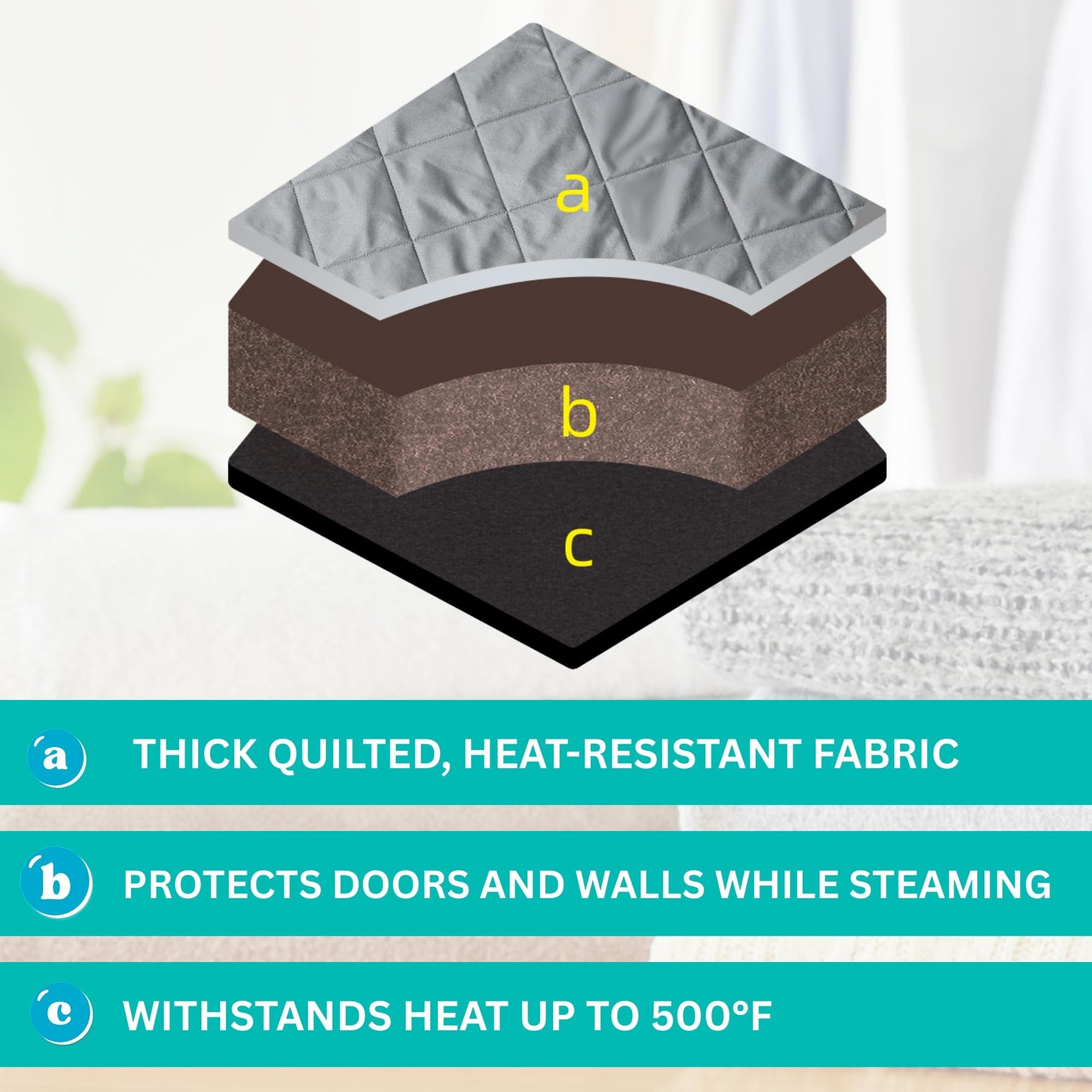 True & Tidy XL Over The Door Protective Clothes Steamer Pad, Ironing and Press P - Thumbnail 8