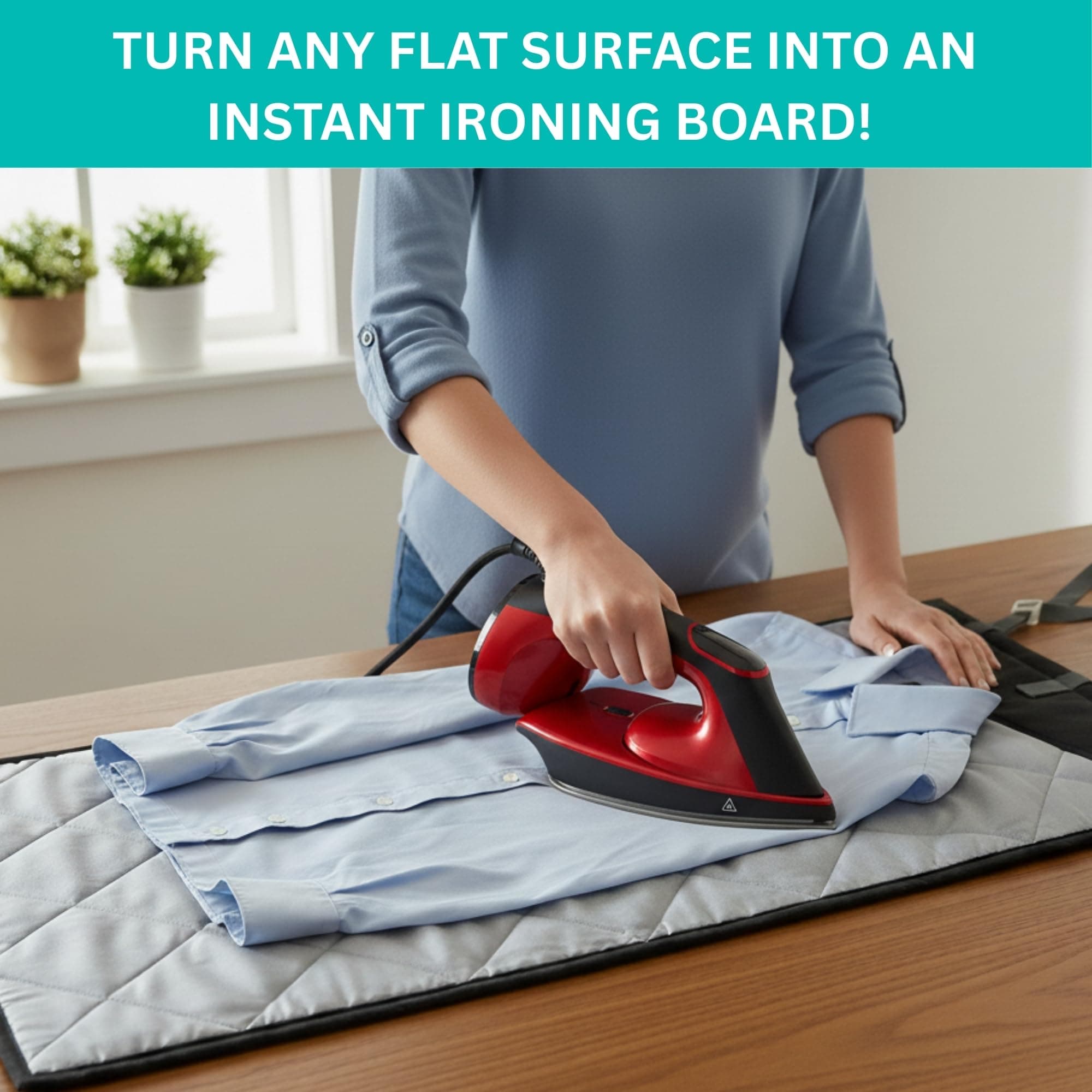 True & Tidy XL Over The Door Protective Clothes Steamer Pad, Ironing and Press P - Thumbnail 5