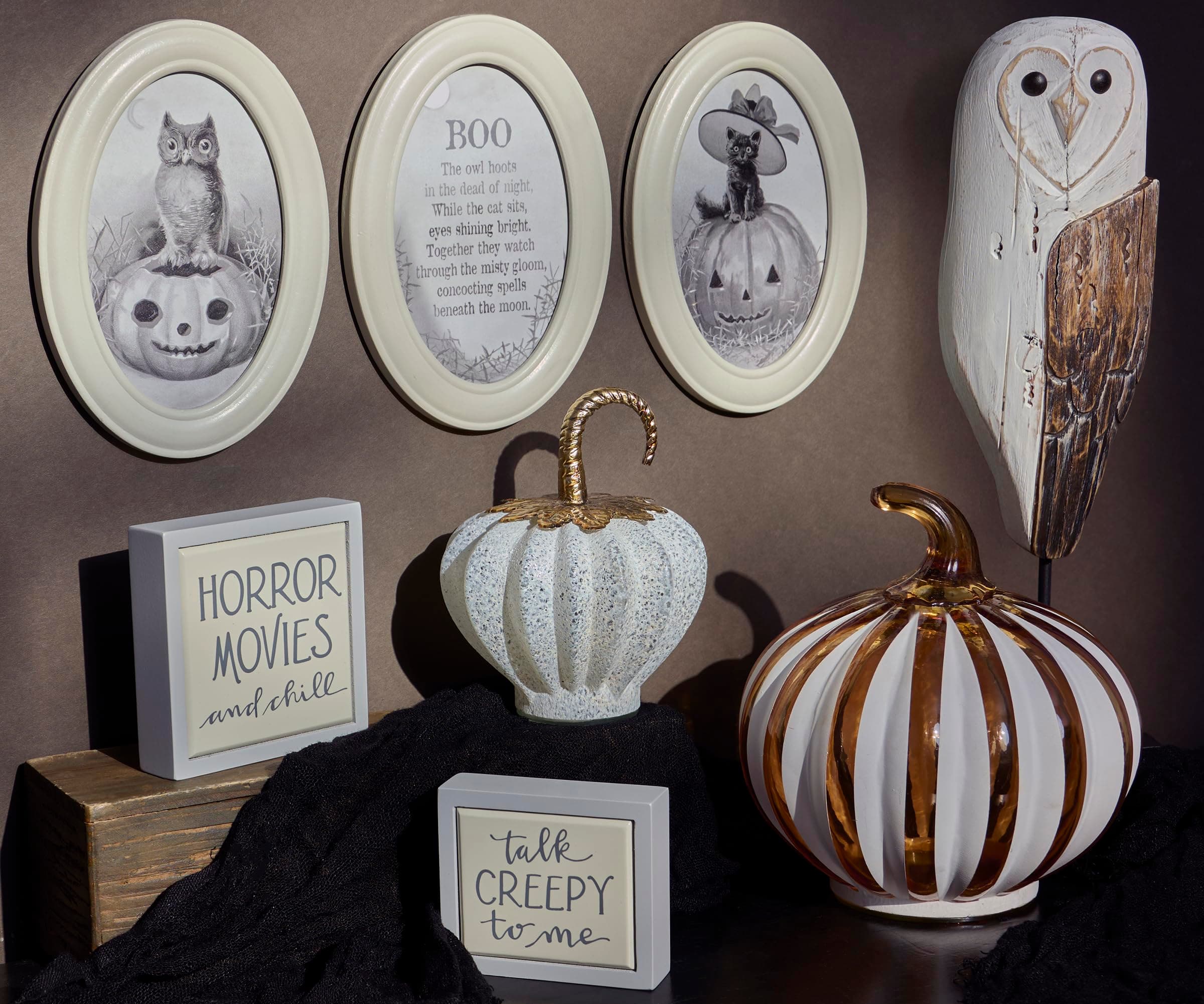 Primitives by Kathy Barn Owl Wood Sculpture Haunted White Collection Painted Acc - Thumbnail 5