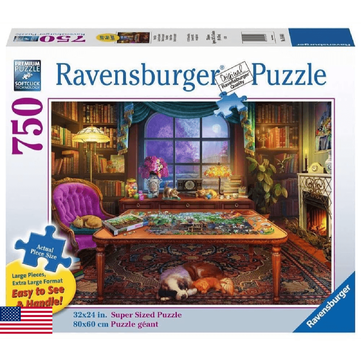 Ravensburger Cozy Series: Puzzler's Place | 750 Piece Large Format Jigsaw Puzzle - Image 1
