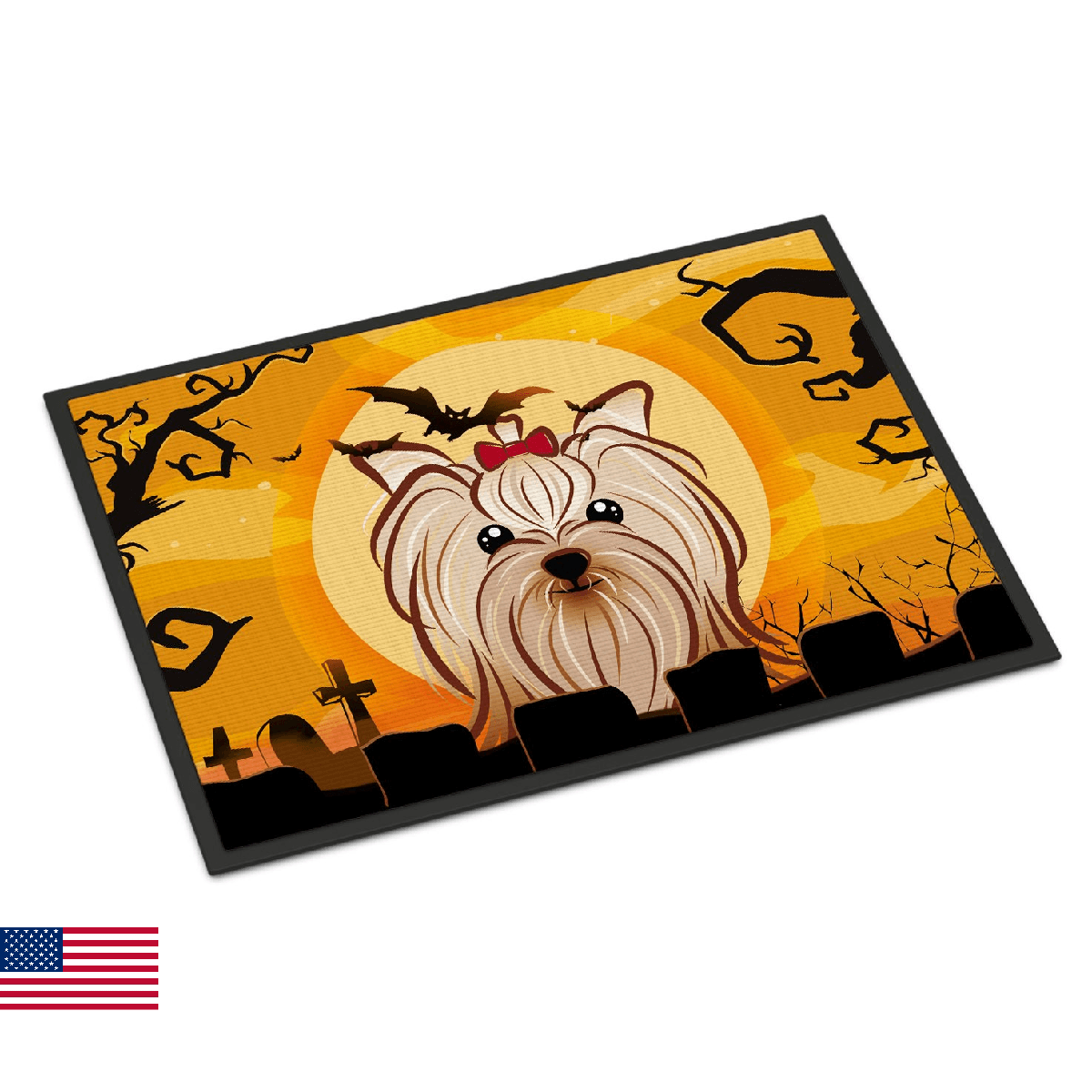 Caroline's Treasures BB1762MAT Halloween Yorkie Yorkishire Terrier Doormat 18x27 - Image 1