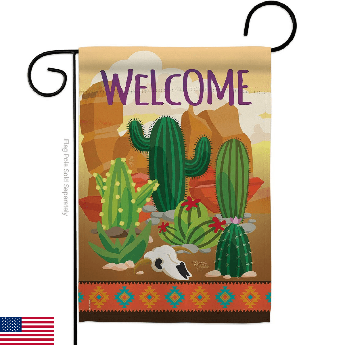 Cactus Garden Flag Home Decor Country Living Southwest Desert Succulent Banner W - Image 1