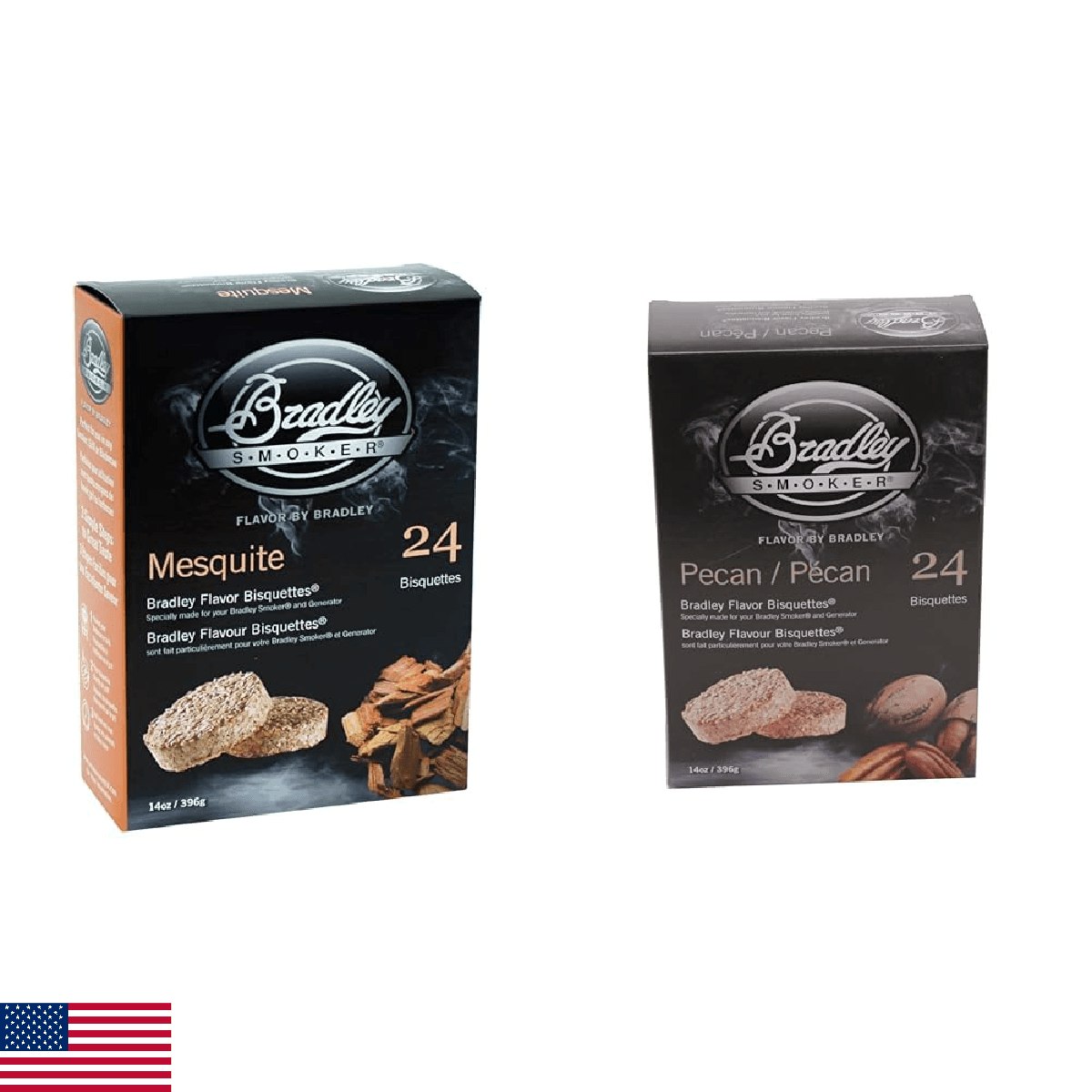 Bradley Smoker Mesquite 24Pk and Pecan 24Pk Bisquettes for Bradley Smokers - Image 1