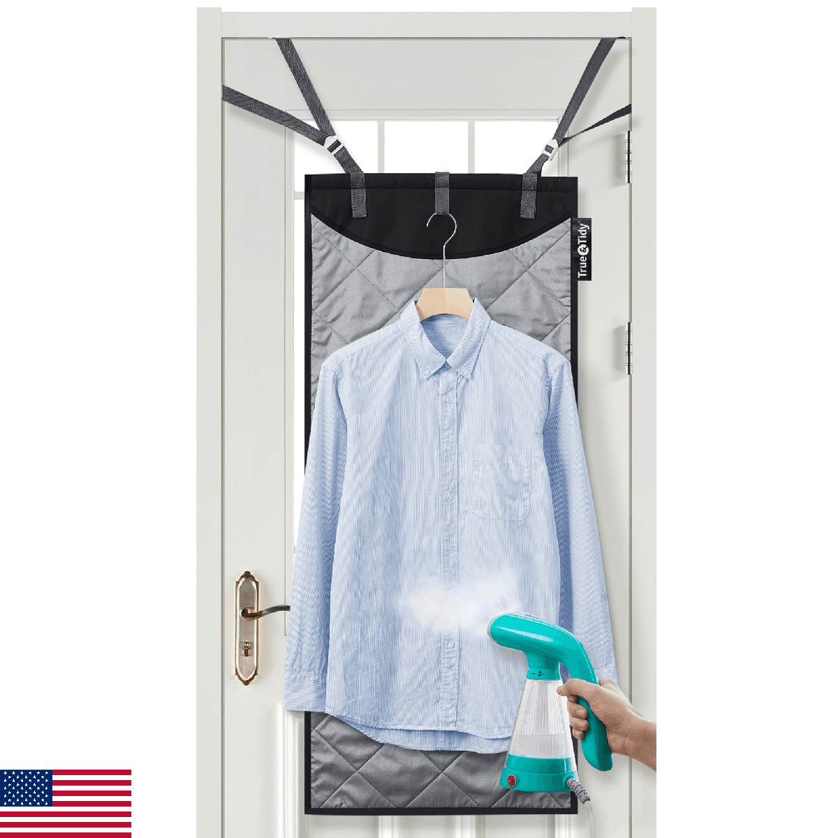 True & Tidy XL Over The Door Protective Clothes Steamer Pad, Ironing and Press P - Image 1