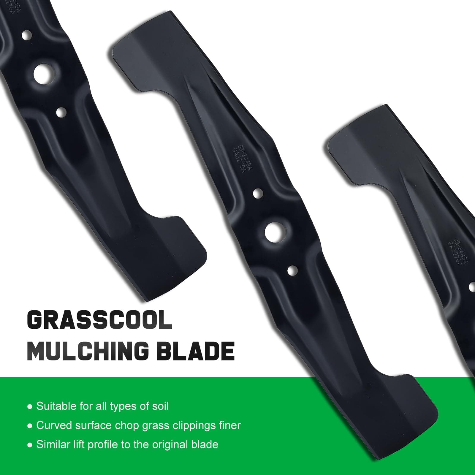 Grasscool Mulching Blades for Honda HRR216, HRR2169VKA, HRR2169VYA, HRR216VKA - Thumbnail 3