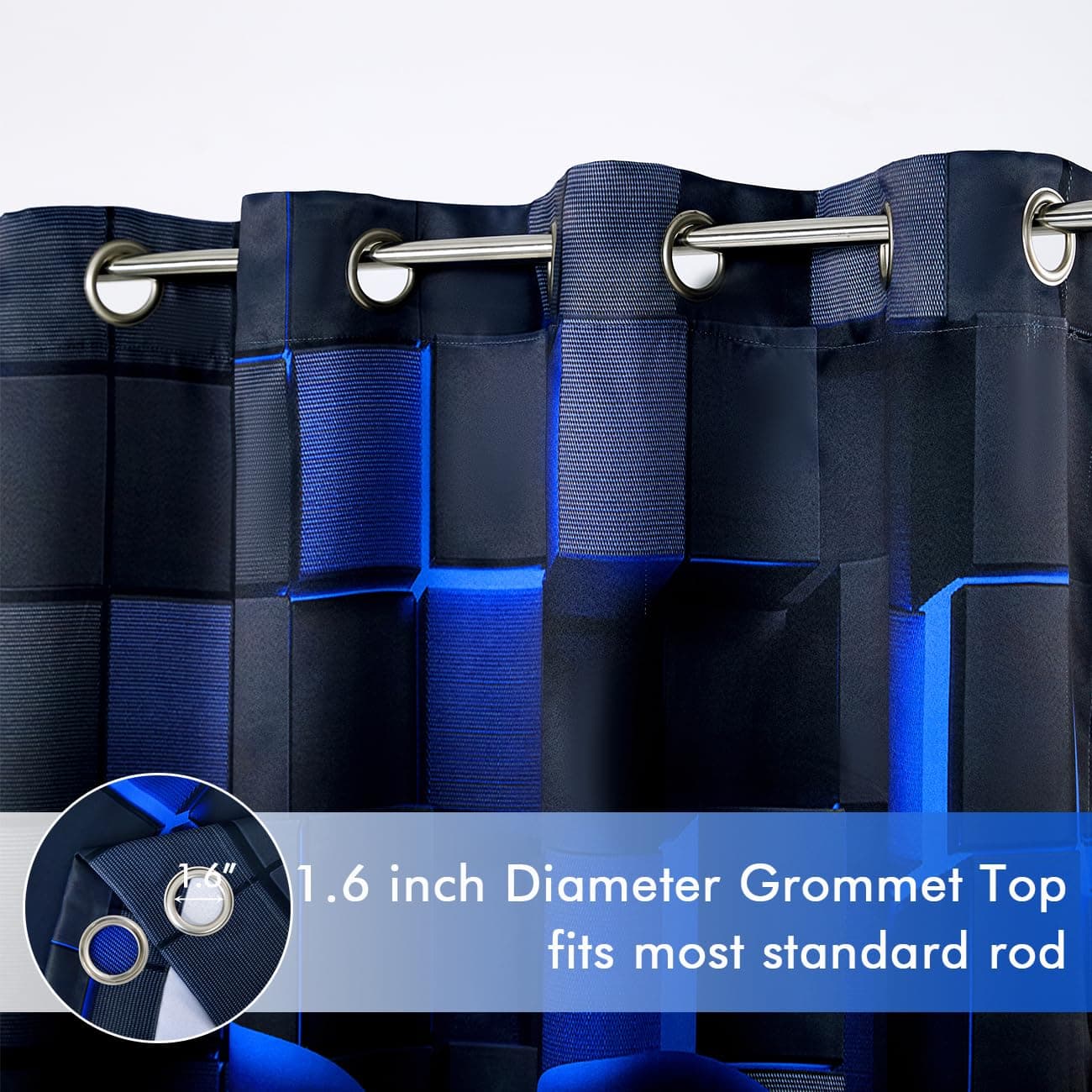 PERFEMET Game Controller Kids Curtains for Bedroom 2 Panels-Black Blue Video Gam - Thumbnail 5