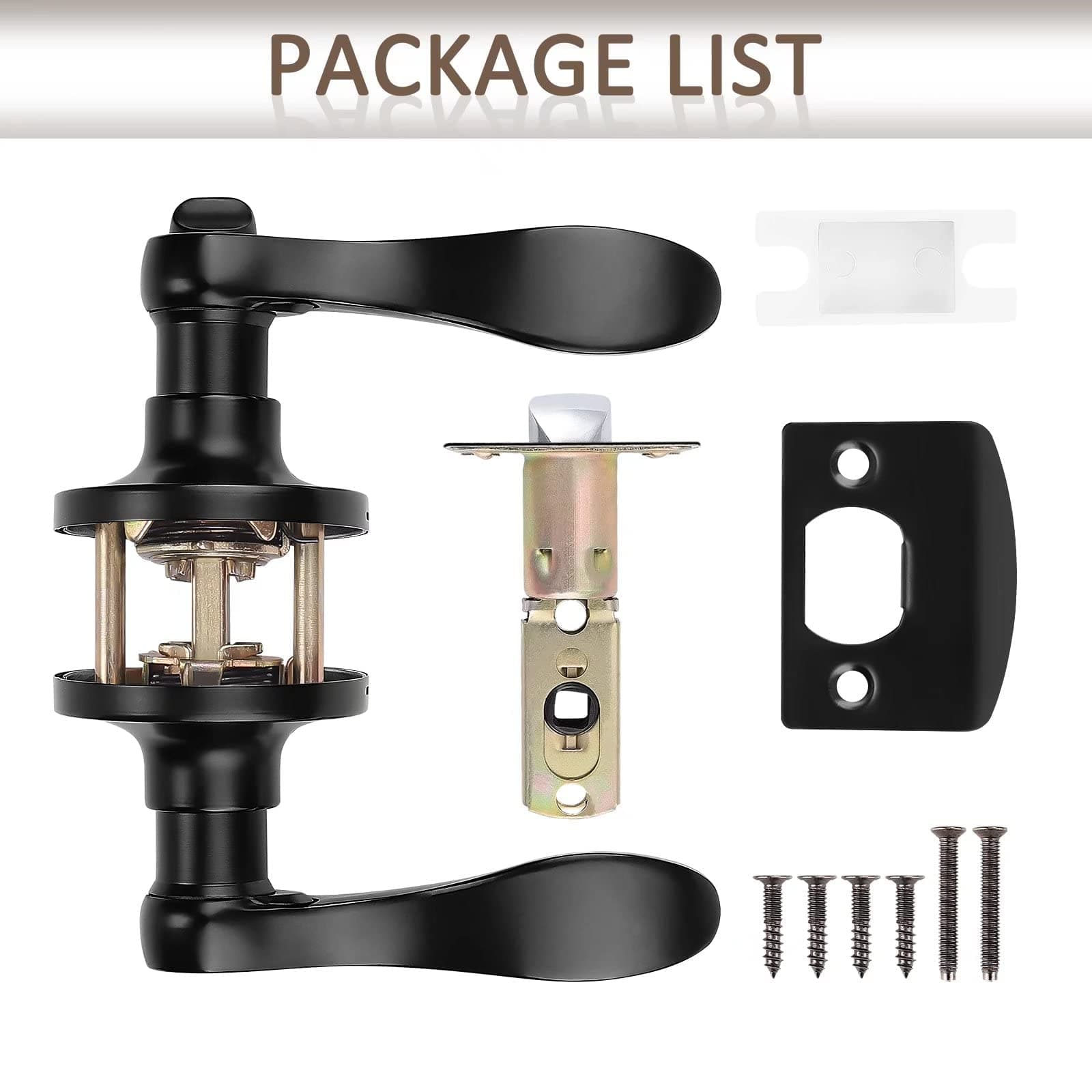 Probrico 1 Pack Privacy Door Lever Locking Black Door Handle Set for Bathroom Be - Thumbnail 7