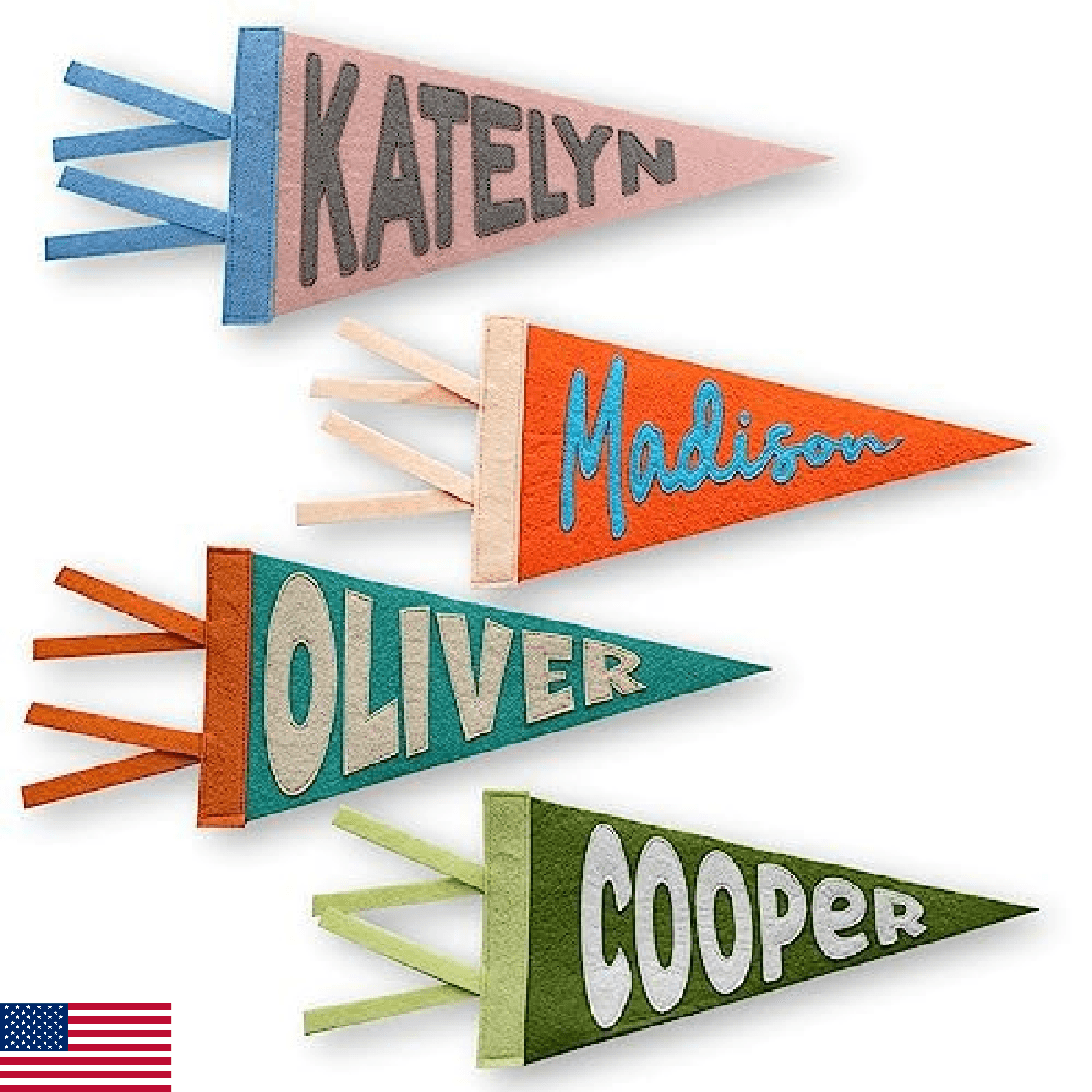 Rosanbella Personalized Name Pennant Nursery Decor - Baby Boy Girl Custom Flag - Image 1