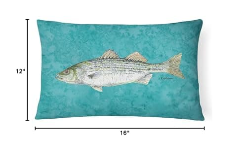 Caroline's Treasures 8720PW1216 Striped Bass Fish Canvas Fabric Decorative Pillo - Thumbnail 4