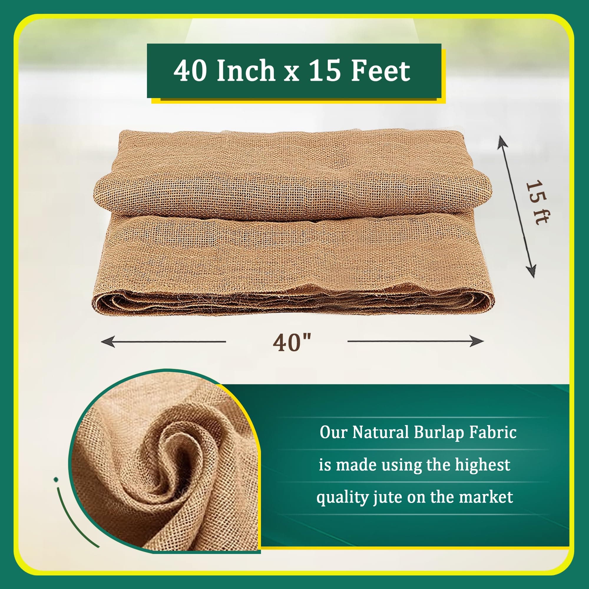 Burlap for Gardening 40" x 15 Feet - Multipurpose Natural Burlap Fabric - High D - Thumbnail 2