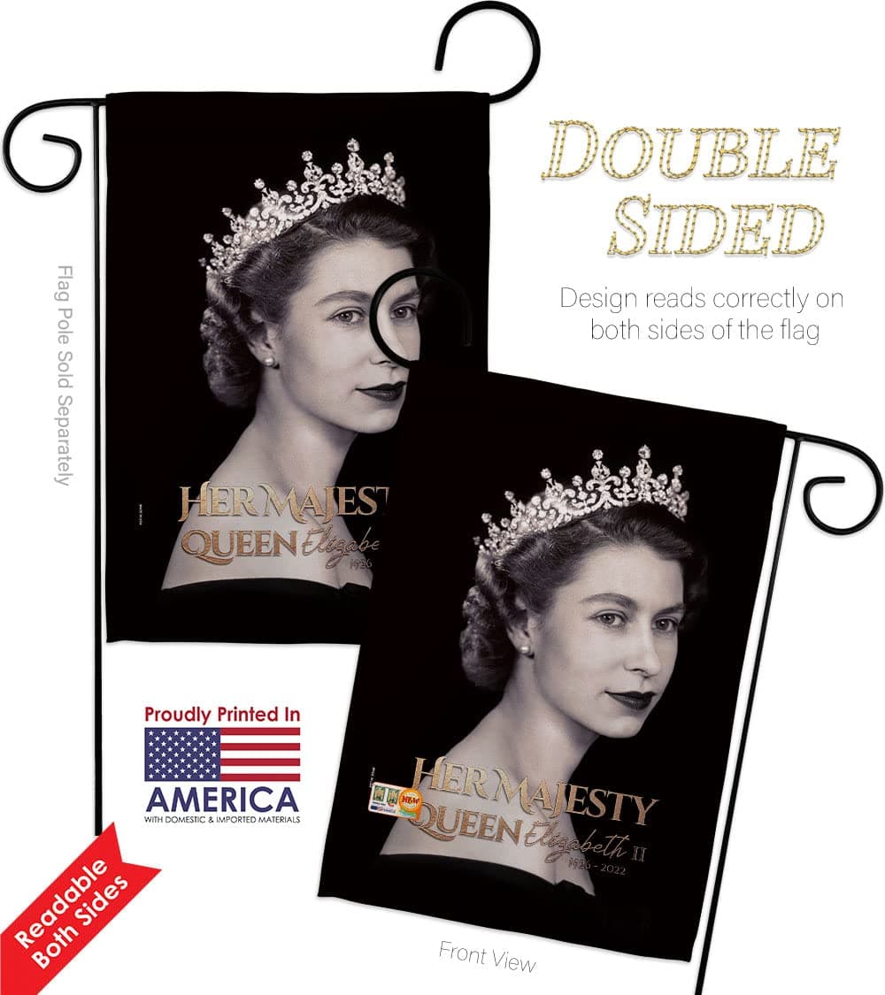 Queen Elizabeth Memorabilia Garden Flag 2pcs Pack Home Decor Room Her Majesty Re - Thumbnail 3