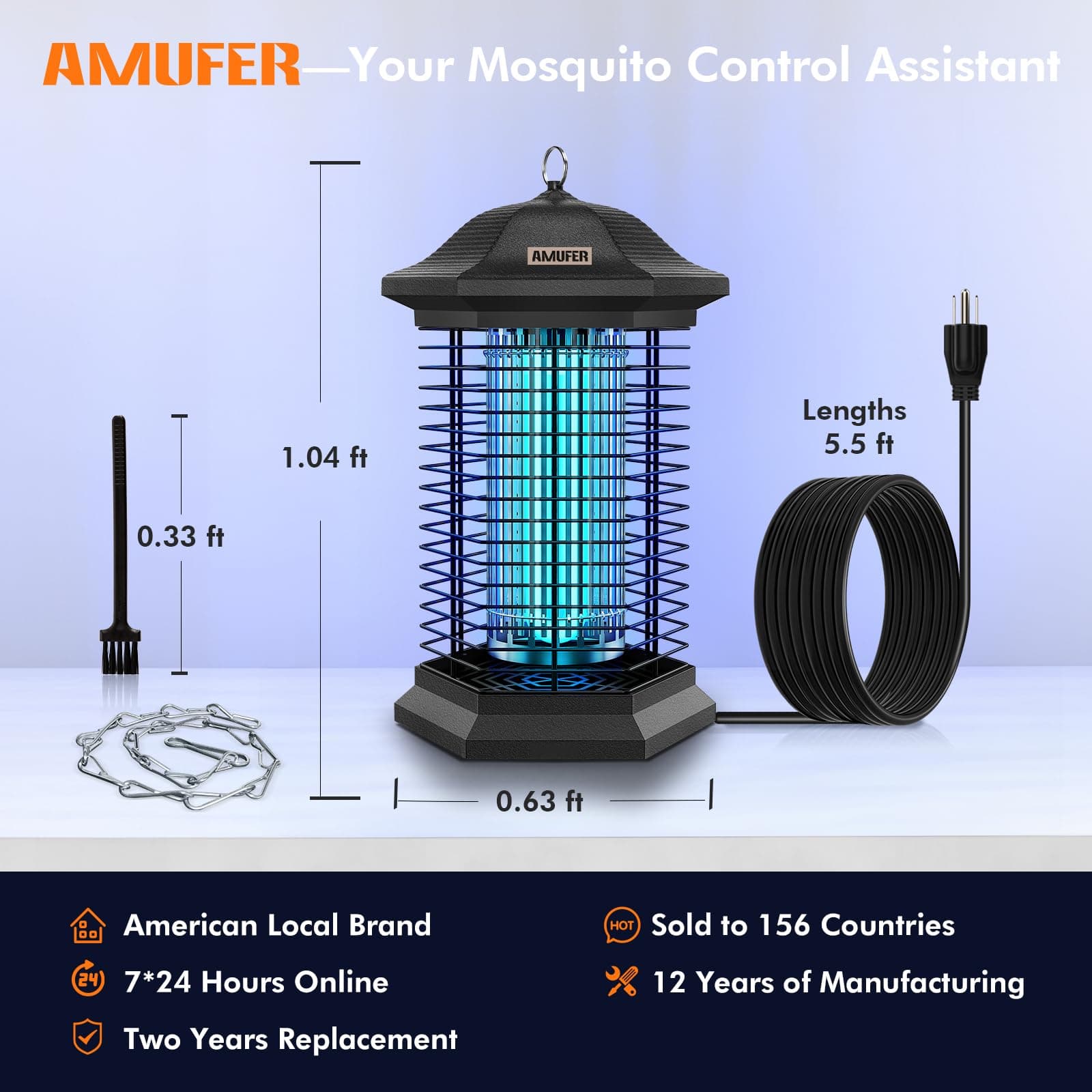 AMUFER Bug Zapper Outdoor Indoor 18W 4400V Electric Mosquito Fly Insect Killer - Thumbnail 7
