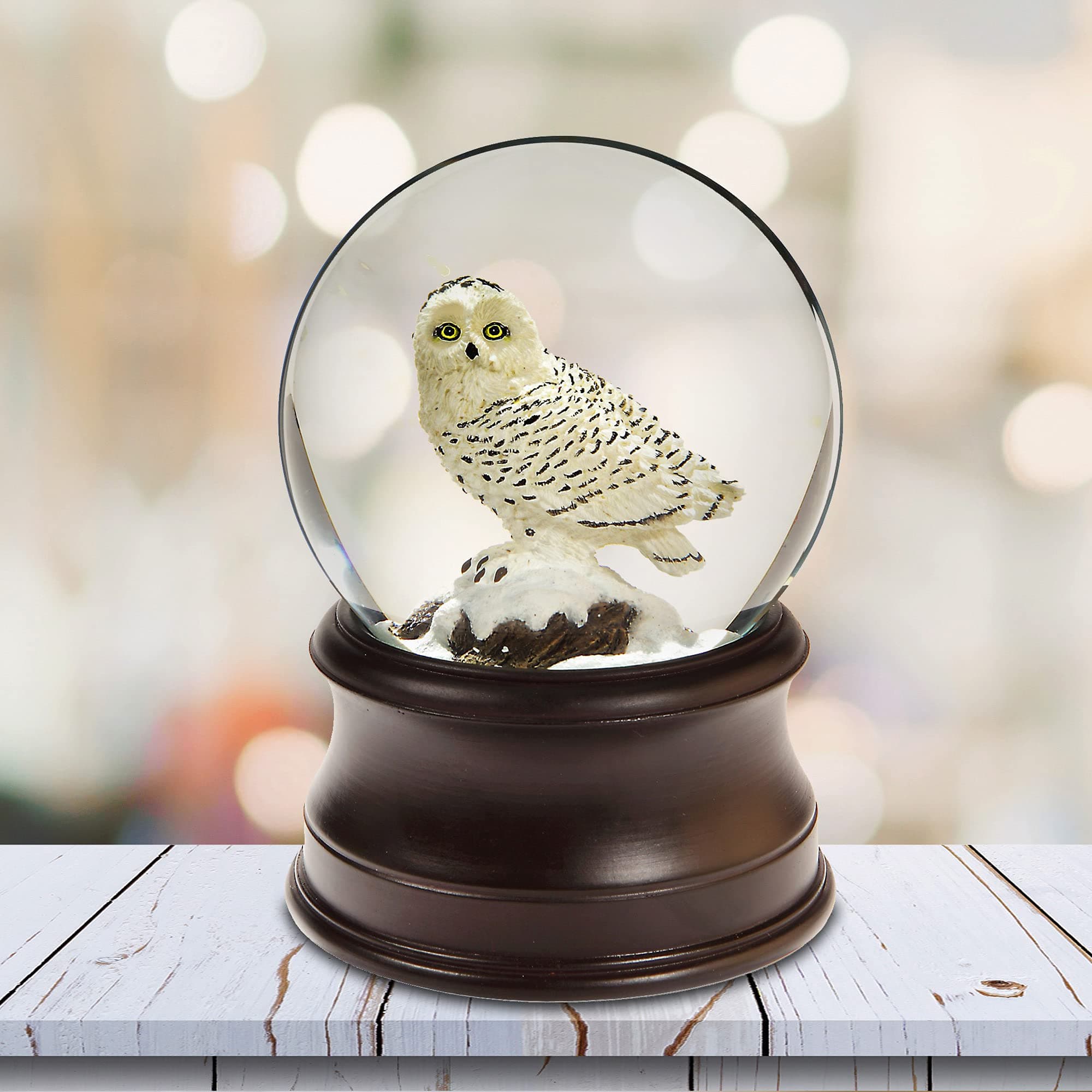 San Francisco Music Box Snowy Owl "Let It Snow" Musical Snow Globe - Thumbnail 2