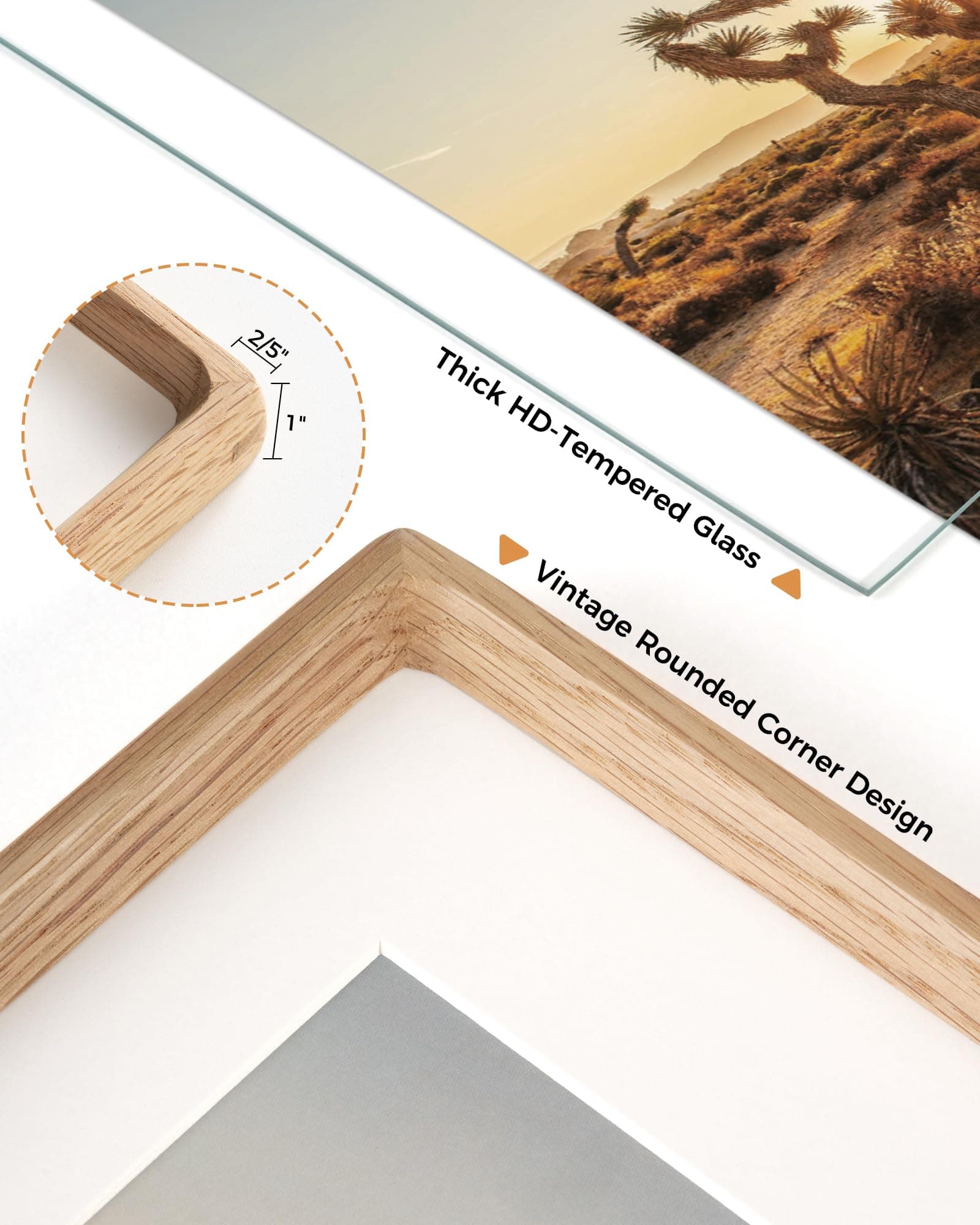 RICHFOCUS 8.5x11 Picture Frame USA-Sourced Natural Oak Solid Wood Photo Frame Ha - Thumbnail 4