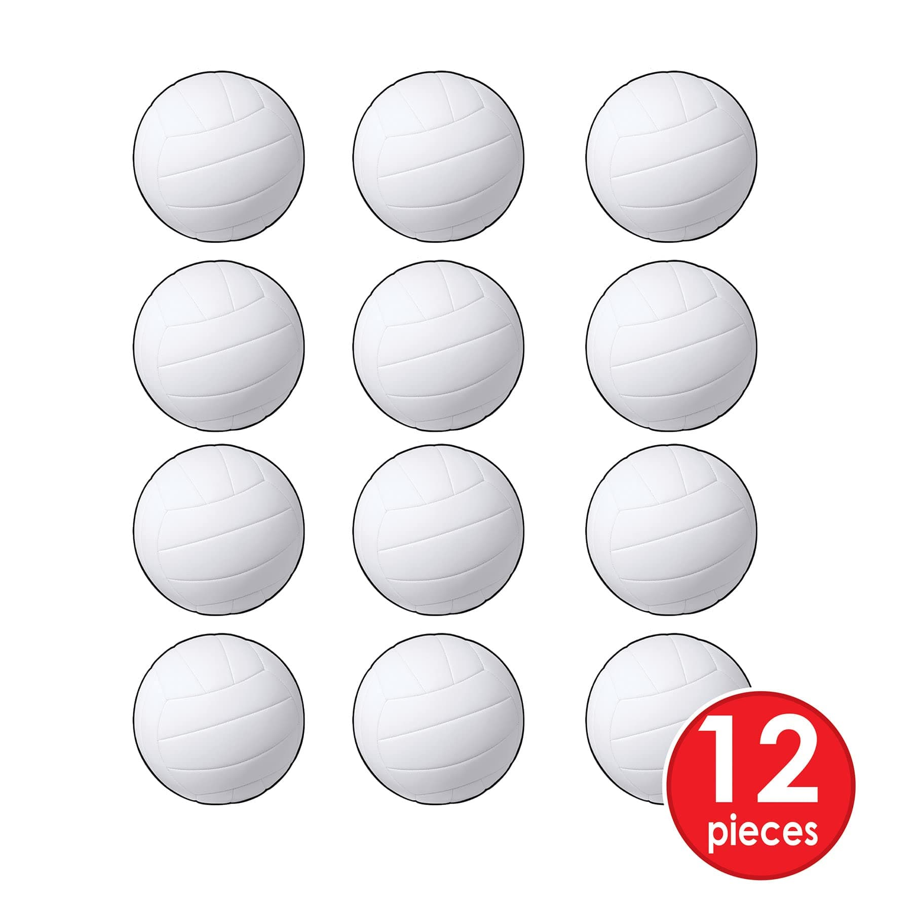 Beistle, 12 Piece Volleyball Cutouts, 13.5'' (White/Black) - Thumbnail 4