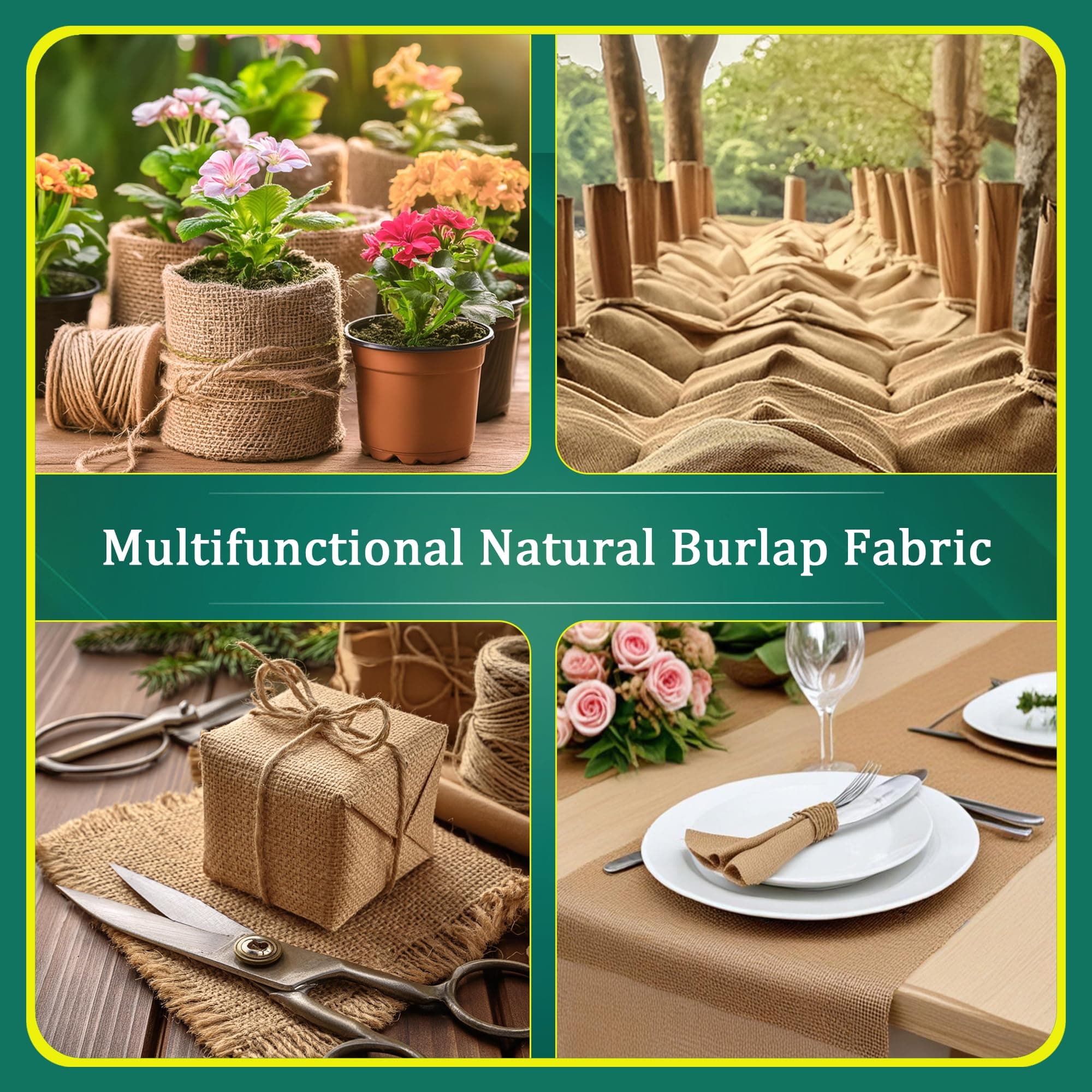 Burlap for Gardening 40" x 15 Feet - Multipurpose Natural Burlap Fabric - High D - Thumbnail 8
