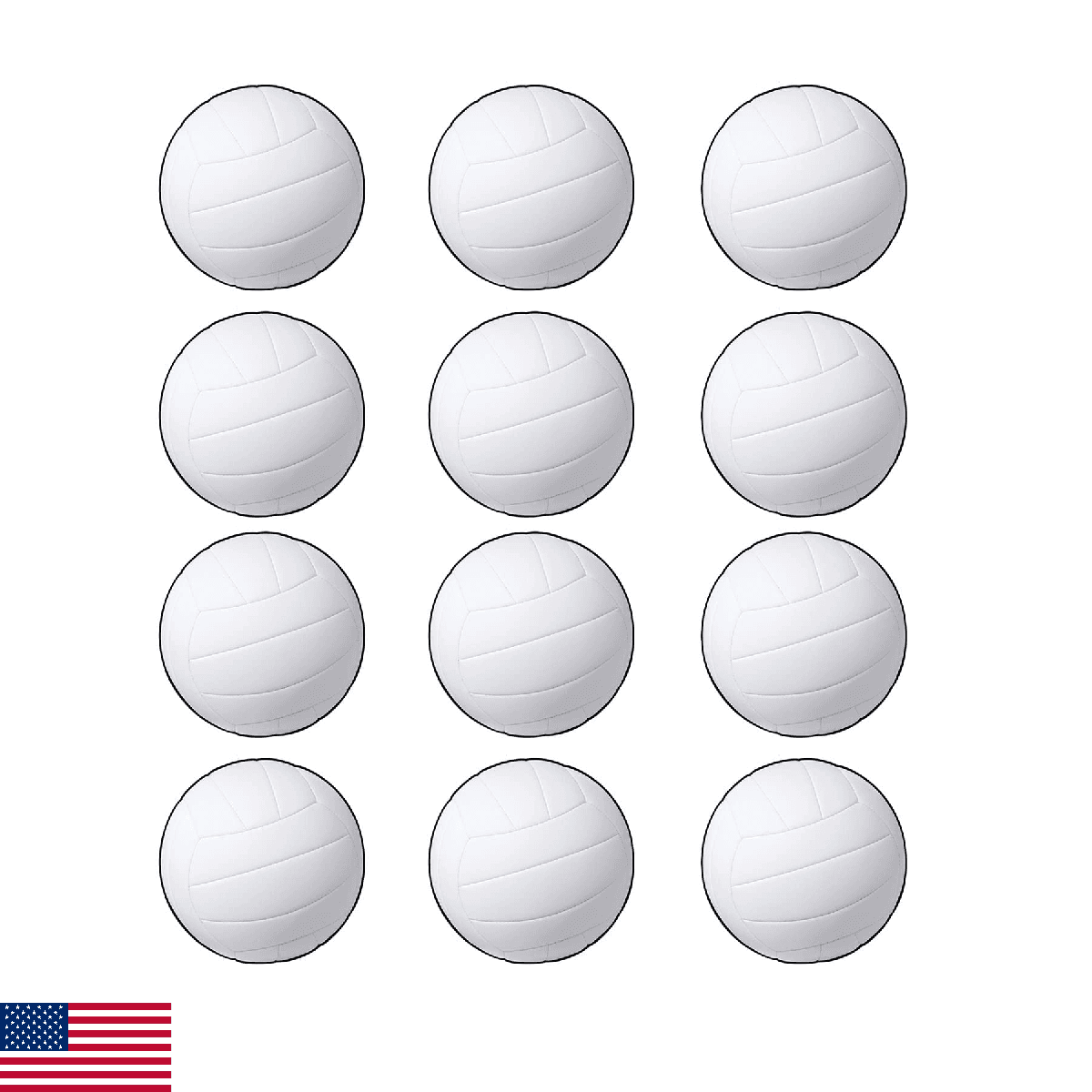 Beistle, 12 Piece Volleyball Cutouts, 13.5'' (White/Black) - Image 1