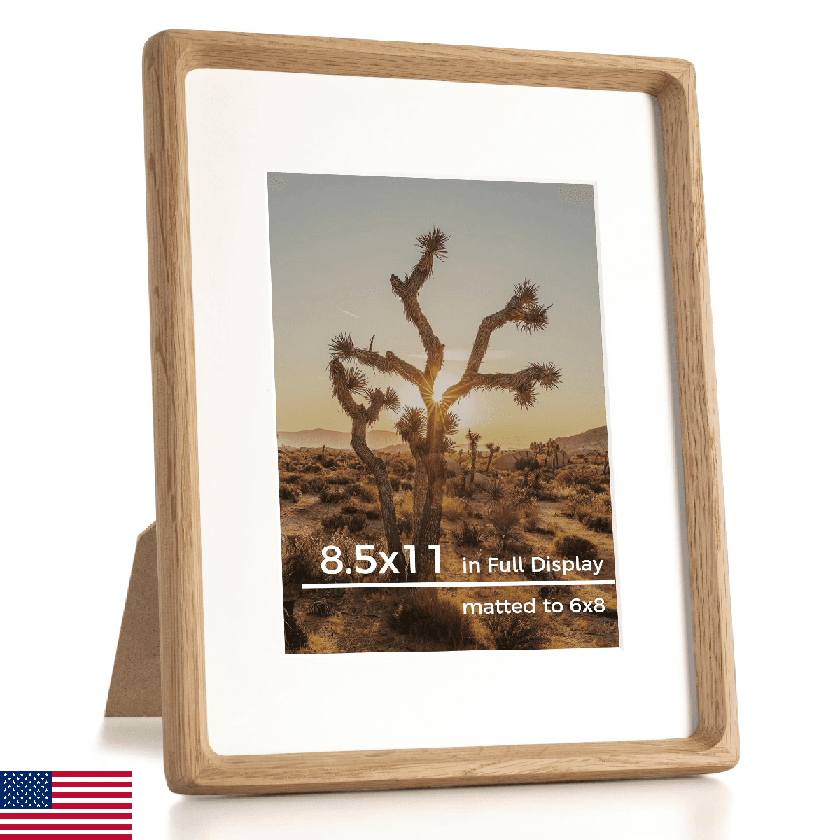 RICHFOCUS 8.5x11 Picture Frame USA-Sourced Natural Oak Solid Wood Photo Frame Ha - Image 1