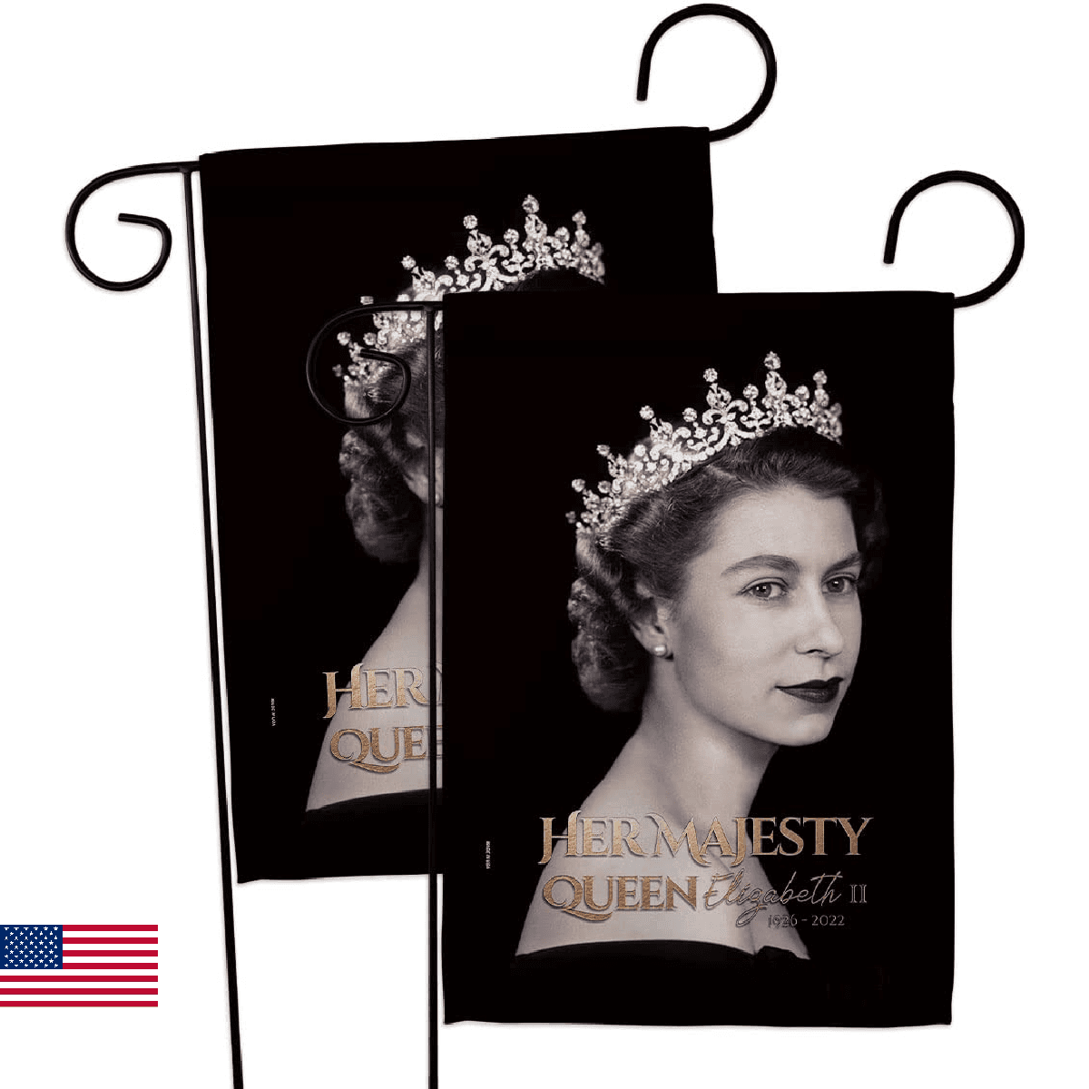 Queen Elizabeth Memorabilia Garden Flag 2pcs Pack Home Decor Room Her Majesty Re - Image 1