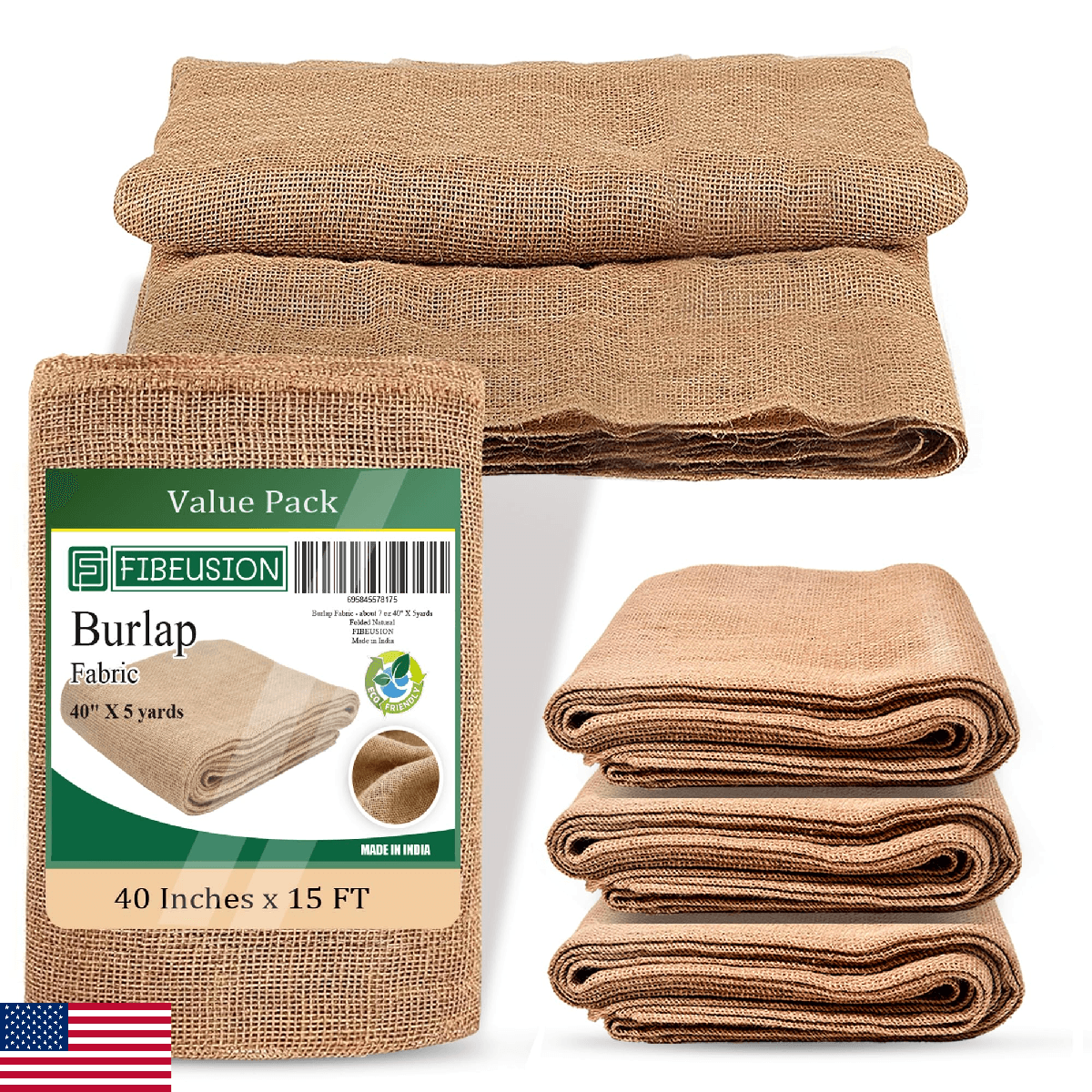 Burlap for Gardening 40" x 15 Feet - Multipurpose Natural Burlap Fabric - High D - Image 1