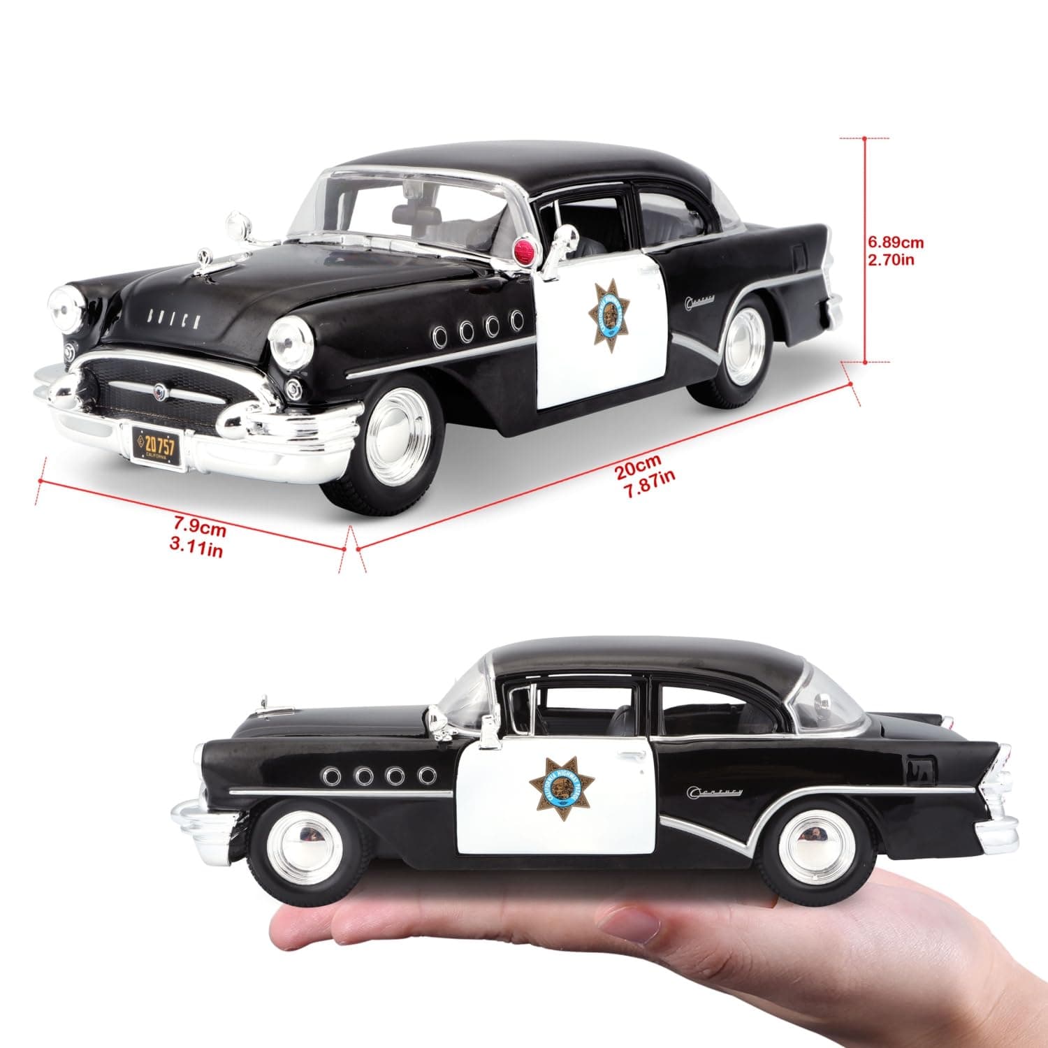 Maisto 1:26 1955 Buick Century Diecast Car Model, Black (Styles Vary) - Thumbnail 6