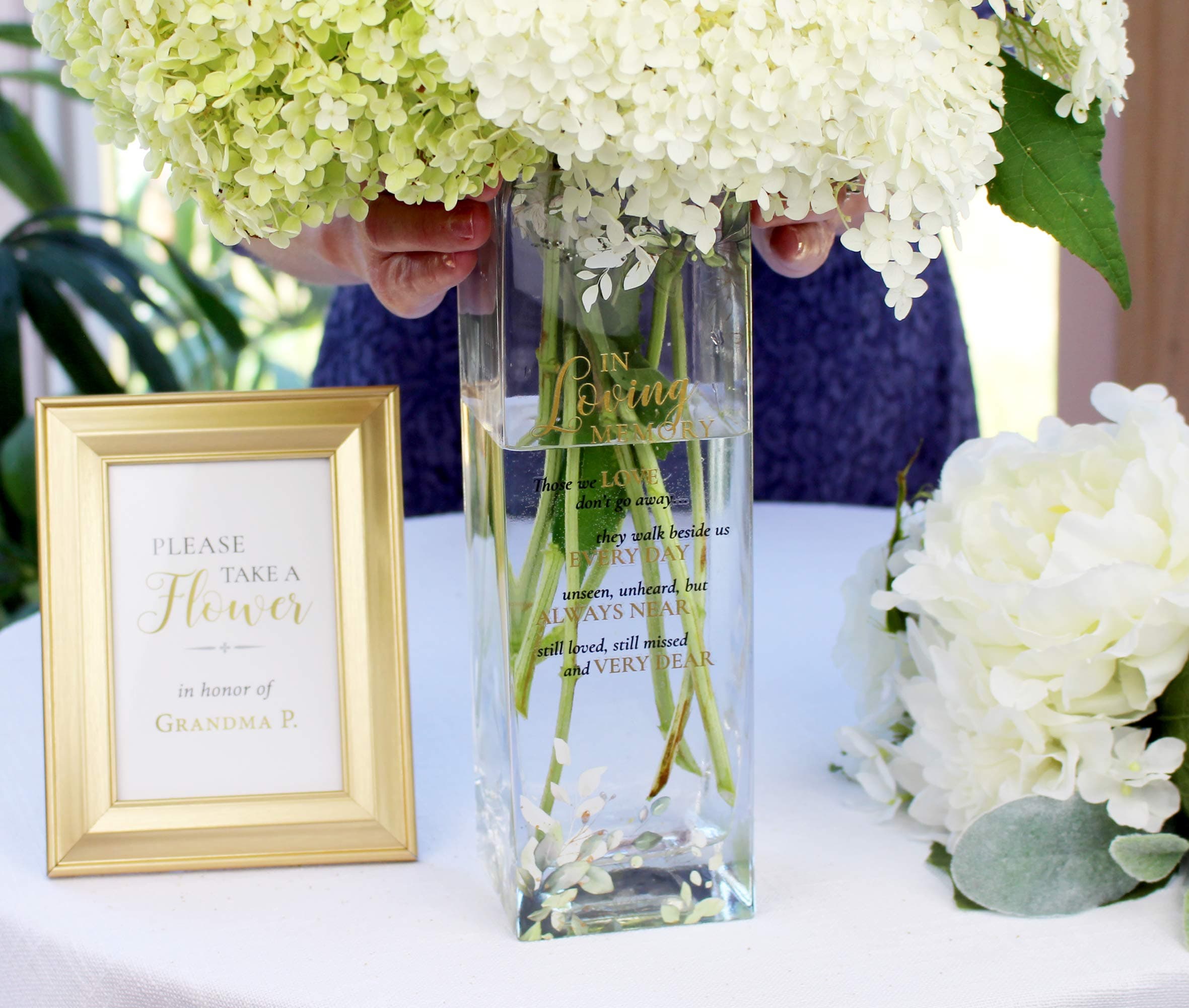 Lillian Rose Botanical Theme Memorial Flower Vase with Sympathy Verse, 3.15x3.15 - Thumbnail 2