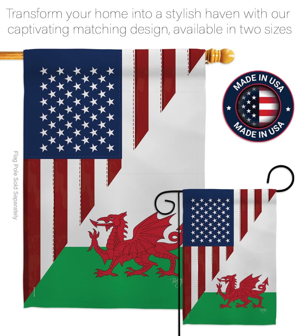 Breeze Decor US Wales Friendship Garden Flag Regional American Alliance World Co - Thumbnail 4
